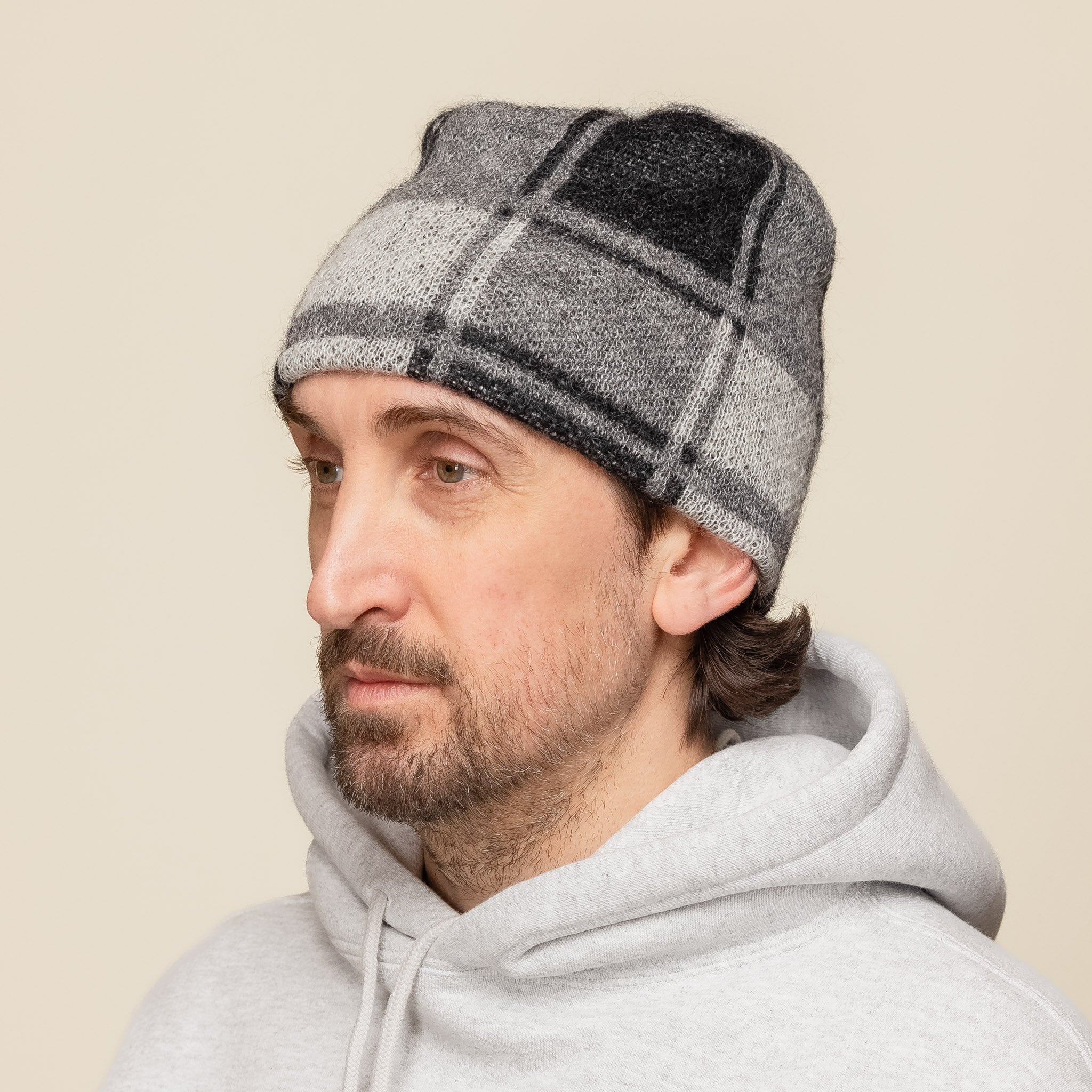 Found Feather - Mohair Plaid Skully - Black