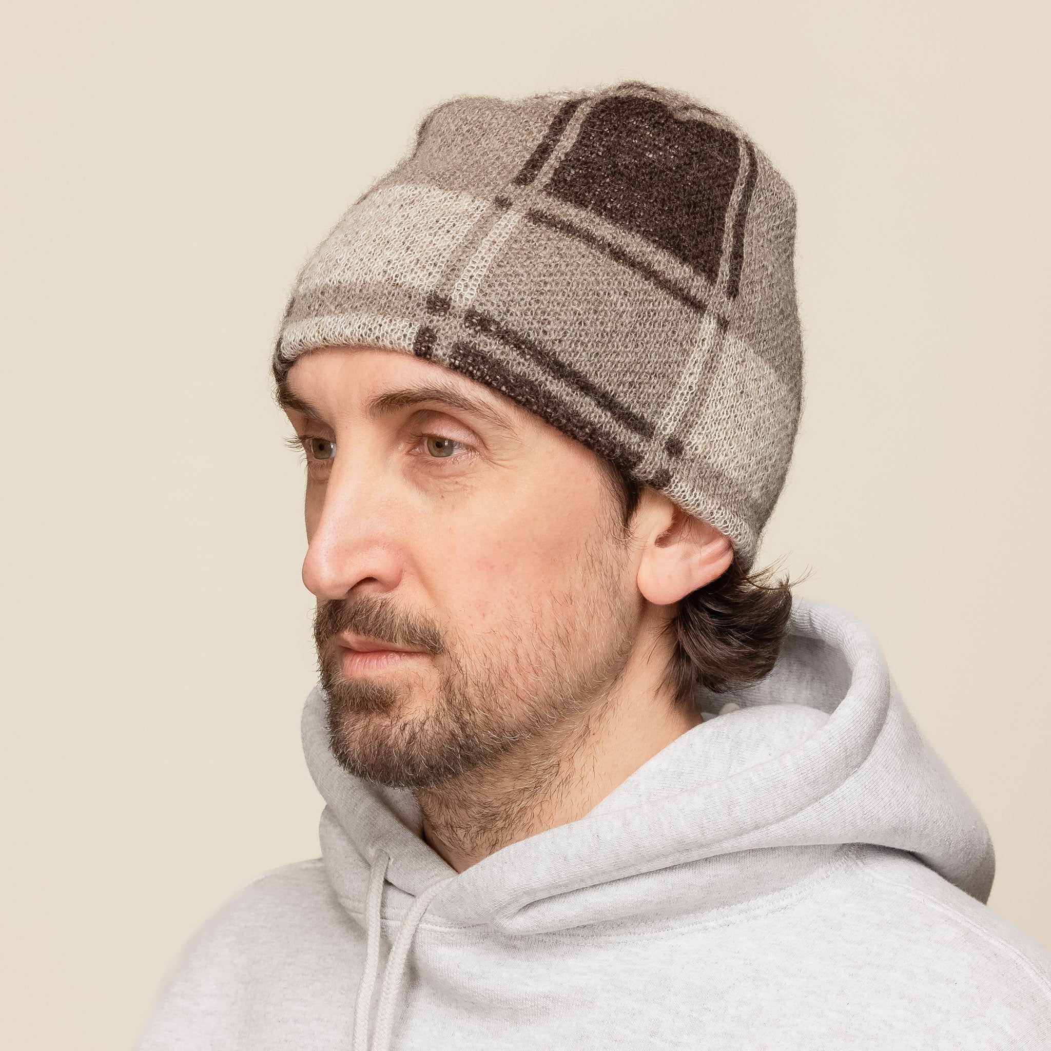 Found Feather - Mohair Plaid Skully - Brown