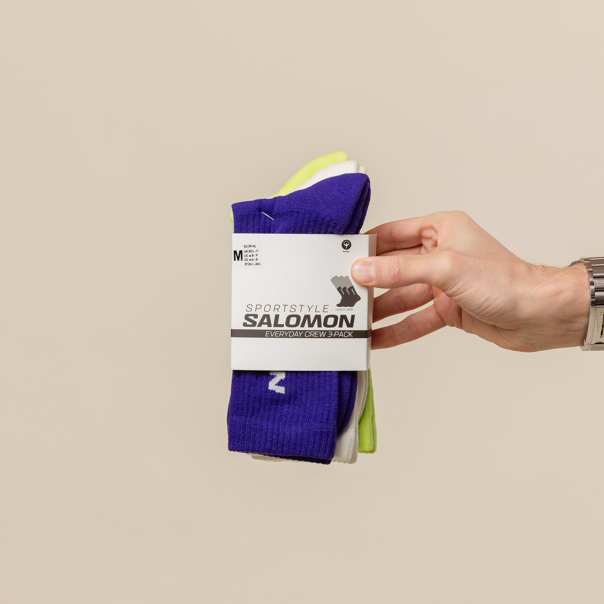 Salomon - Everyday Crew Sock 3 Pack - Vanilla Ice / Acid Lime / Deep Blue