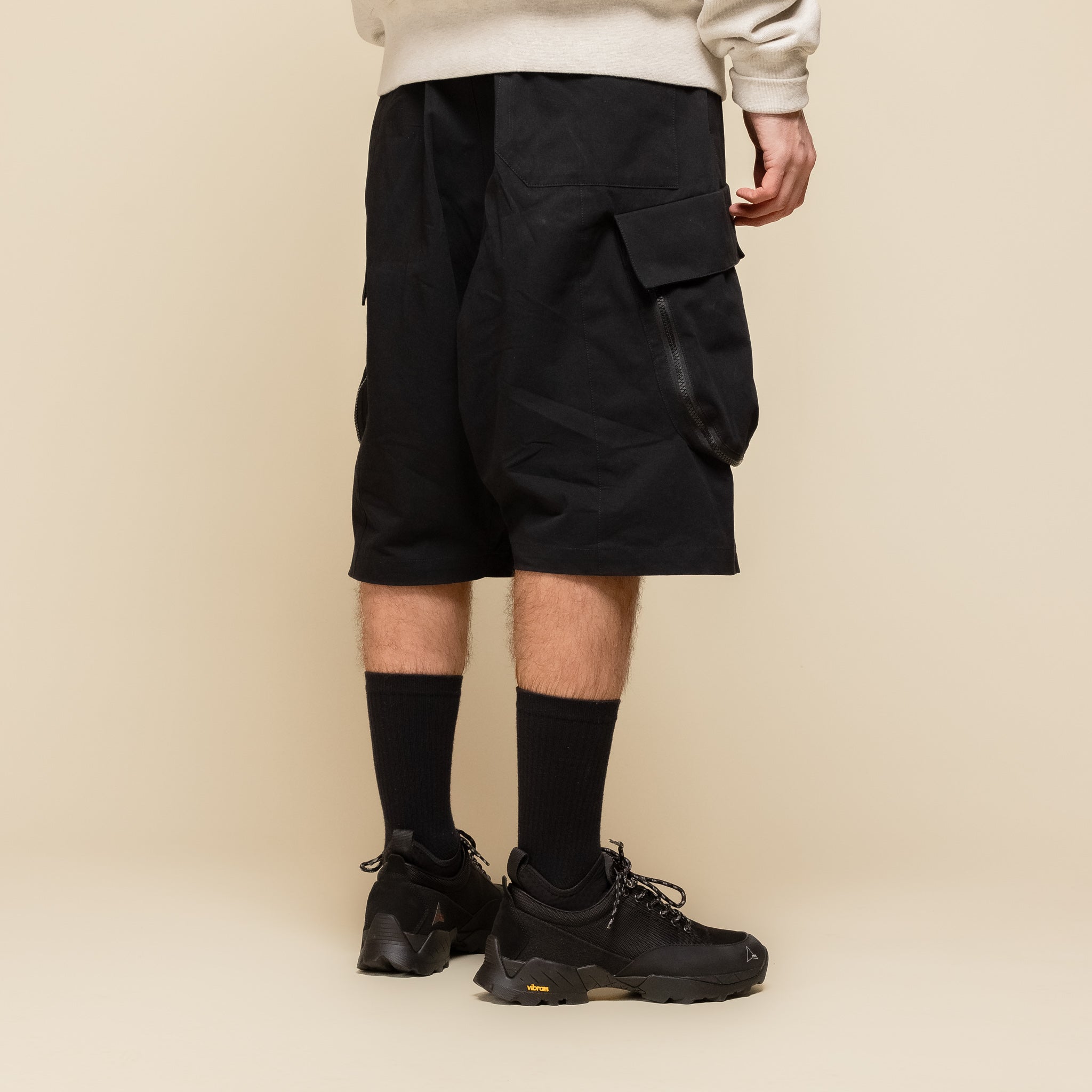Poliquant - Jungle Shorts With Deforming Large Pockets - Black "poliquant stockists" "poliquant shorts" "poliquant website"