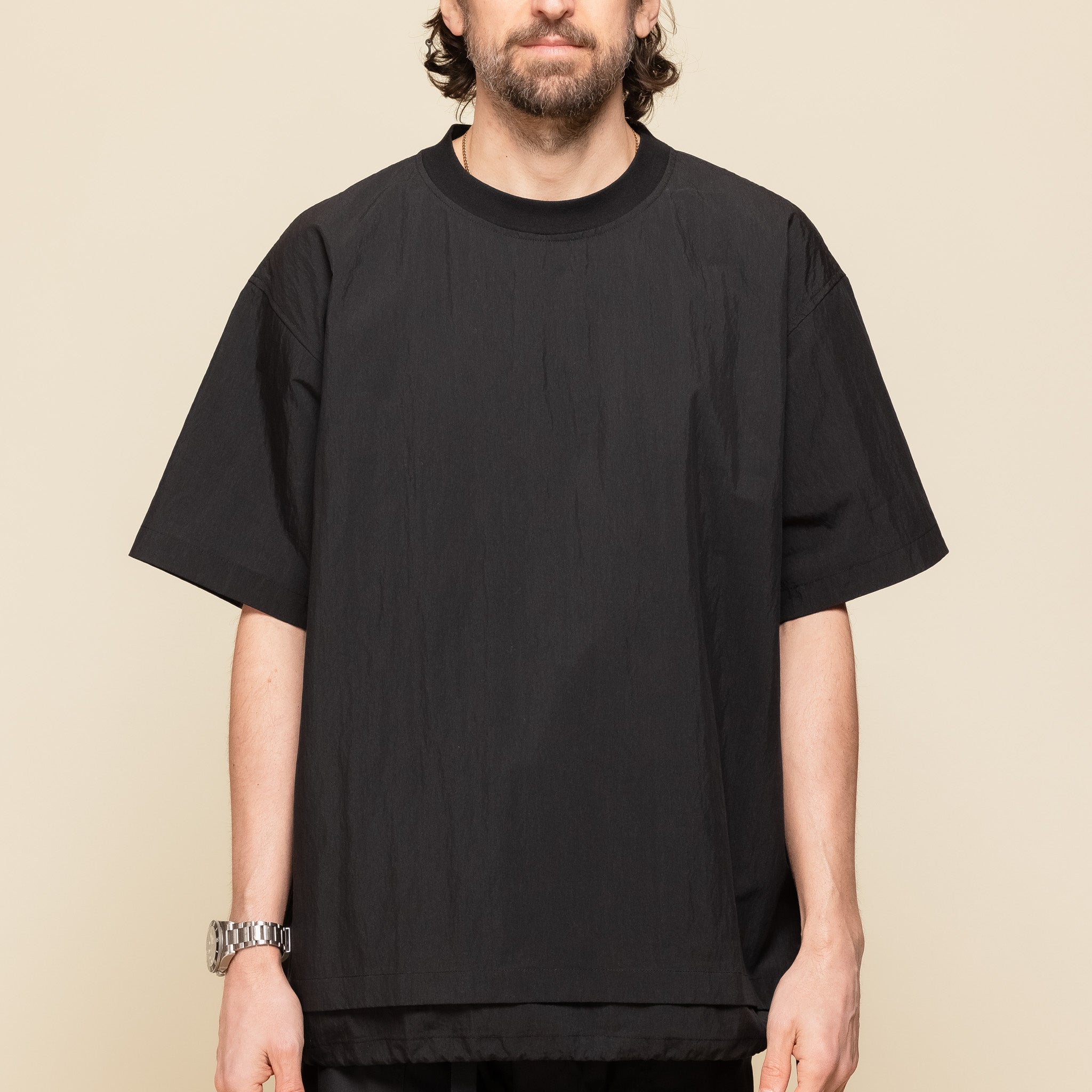 Poliquant - Deformed Windbreaker T-Shirt With Ventilation - Black "poliquant stockist" "poliquant website" "poliquant t-shirt"