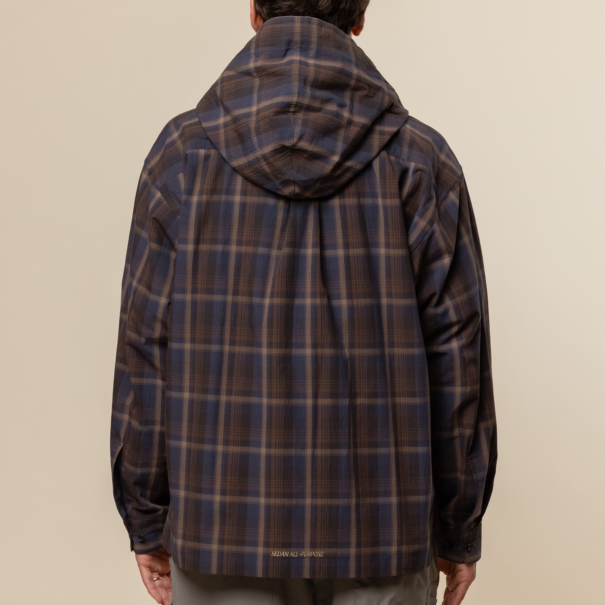 SEDAN ALL-PURPOSE - Plaid Hooded Shirt - Purple Brown