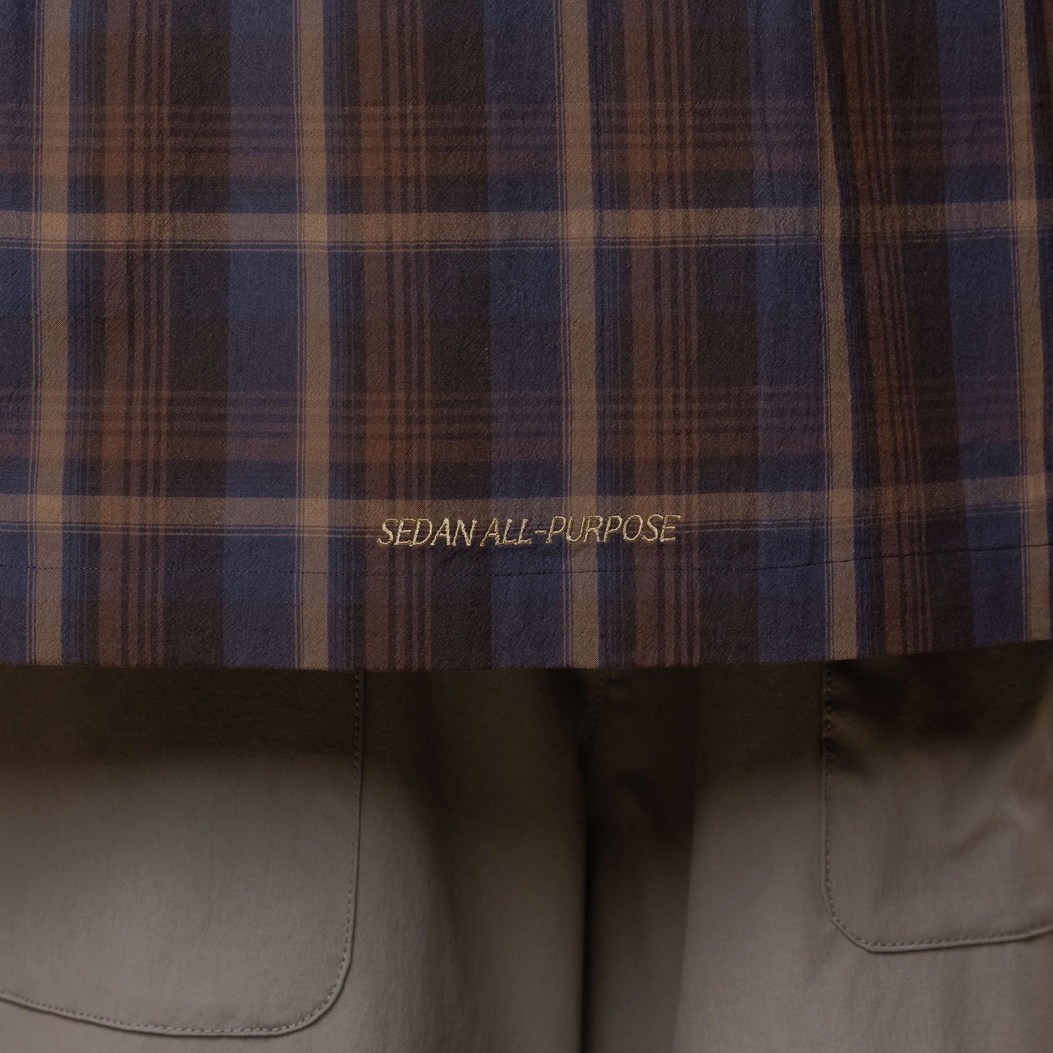 SEDAN ALL-PURPOSE - Plaid Hooded Shirt - Purple Brown
