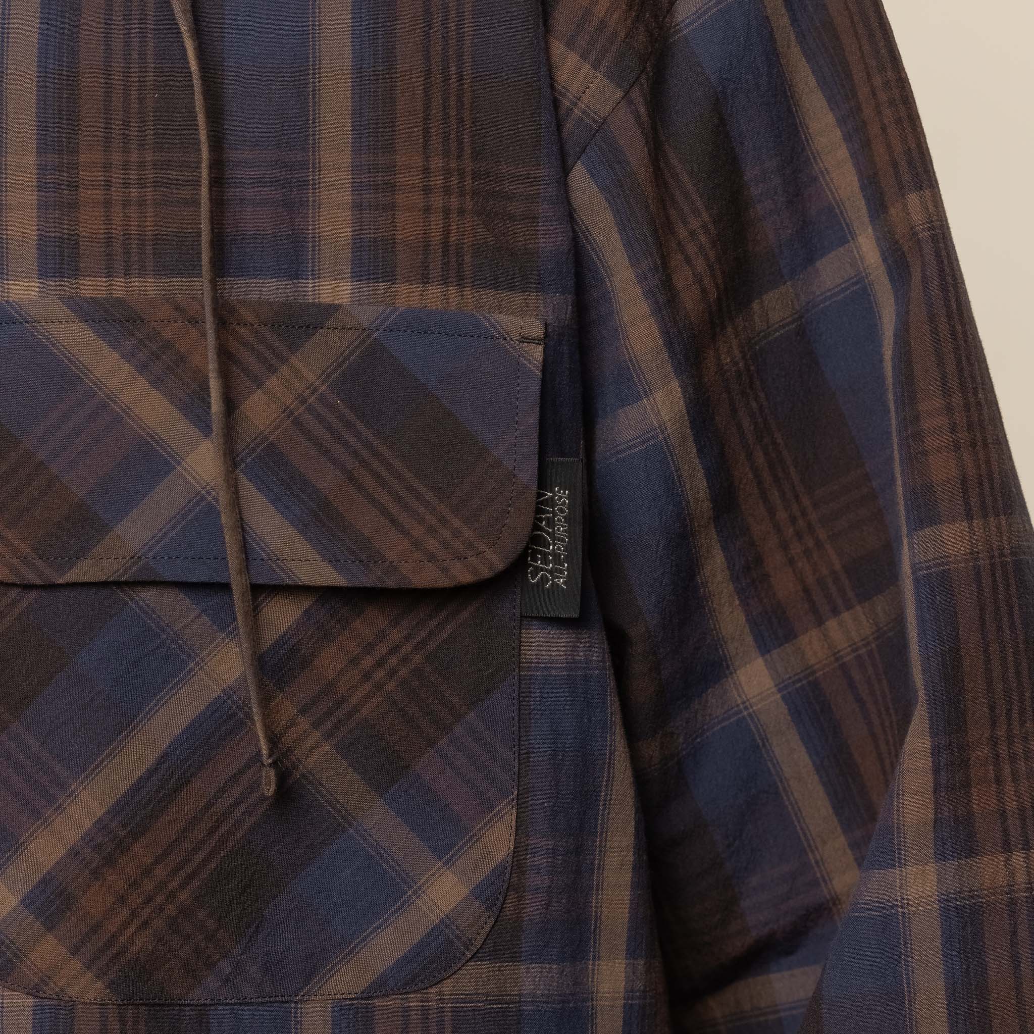 SEDAN ALL-PURPOSE - Plaid Hooded Shirt - Purple Brown
