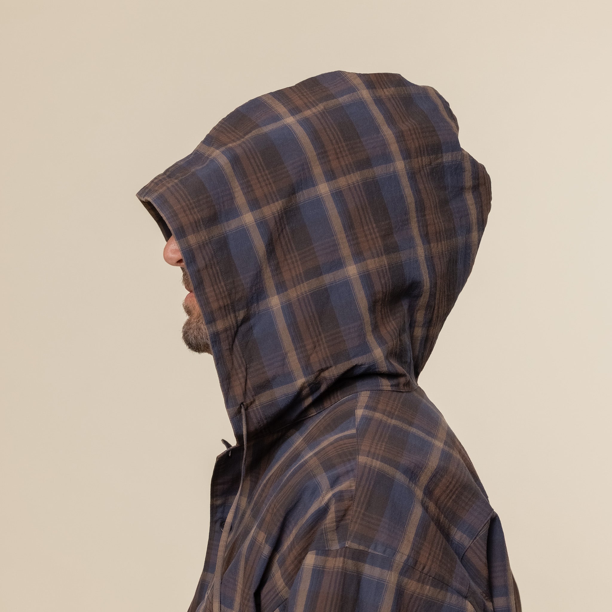 SEDAN ALL-PURPOSE - Plaid Hooded Shirt - Purple Brown