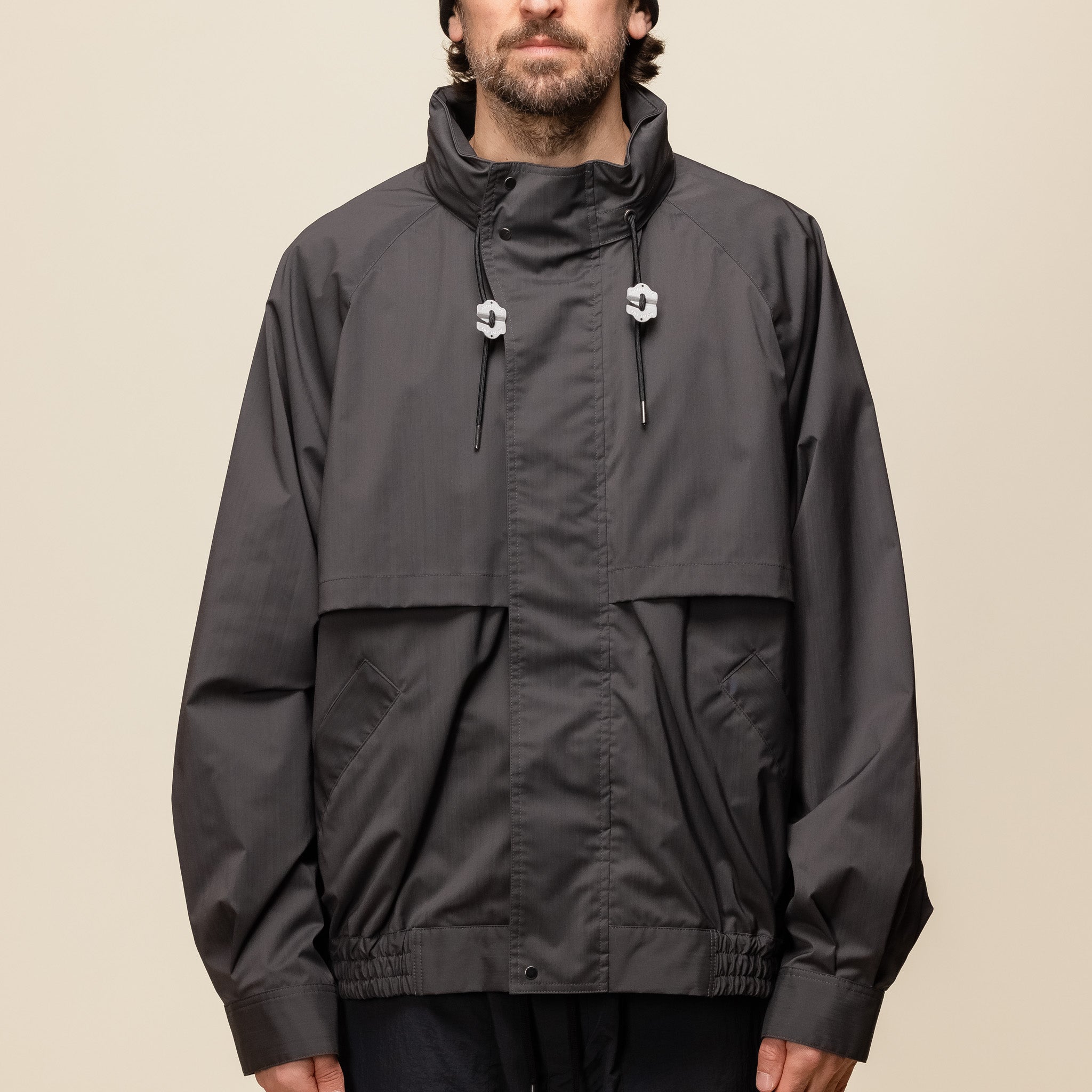 Meanswhile - Old School Windbreaker Jacket - Charcoal MW-JKT24201