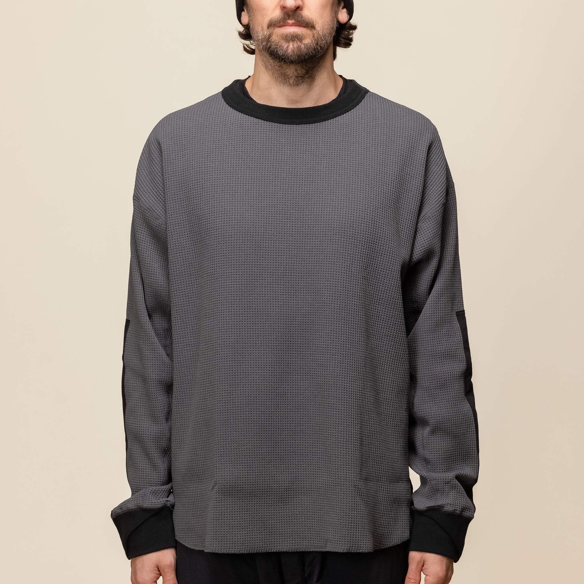 Meanswhile - SOLOTEX® Waffle L/S T-Shirt - Charcoal MW-CT24202