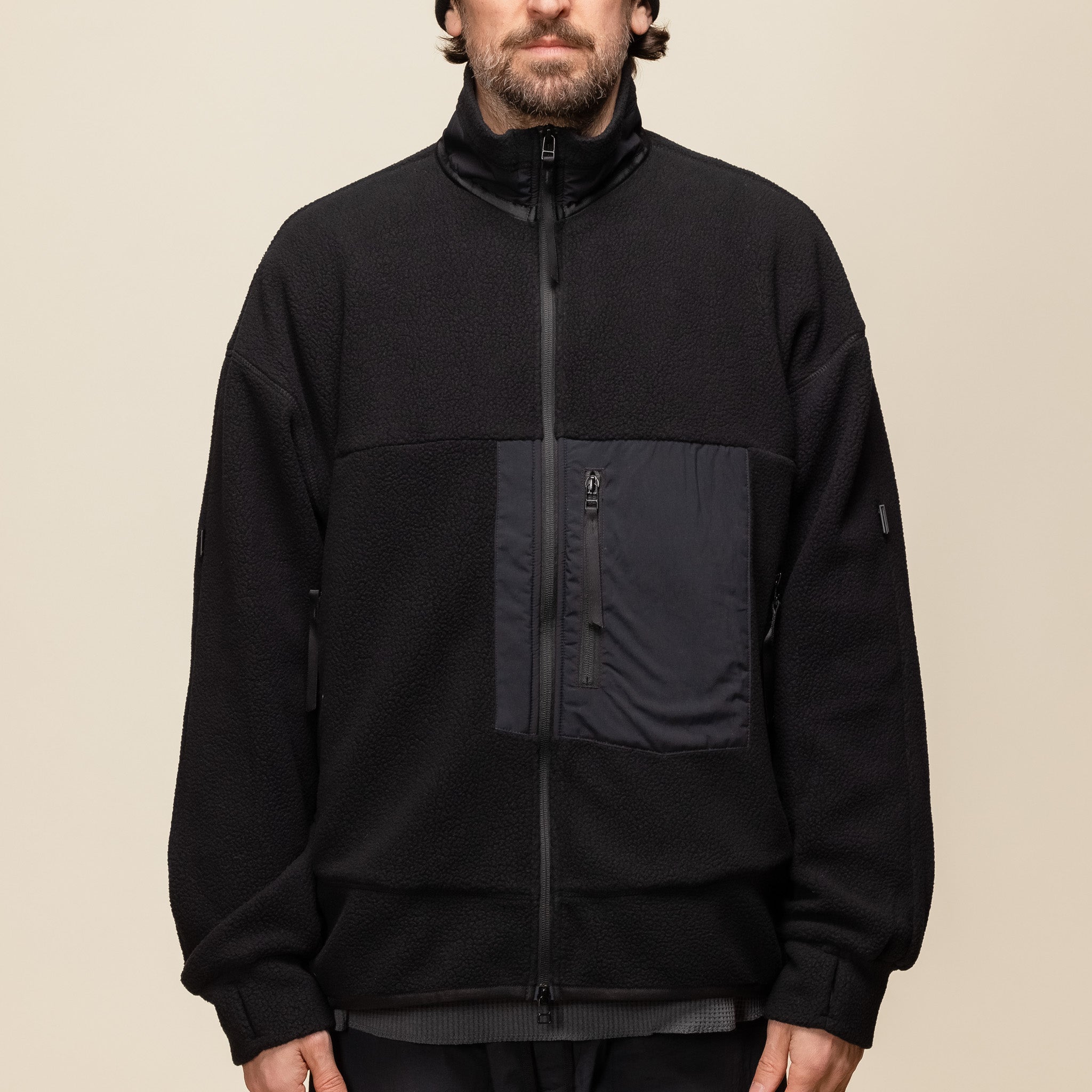 Meanswhile - Polartec Fleece Overwrap Jacket - Off Black MW-JKT2409