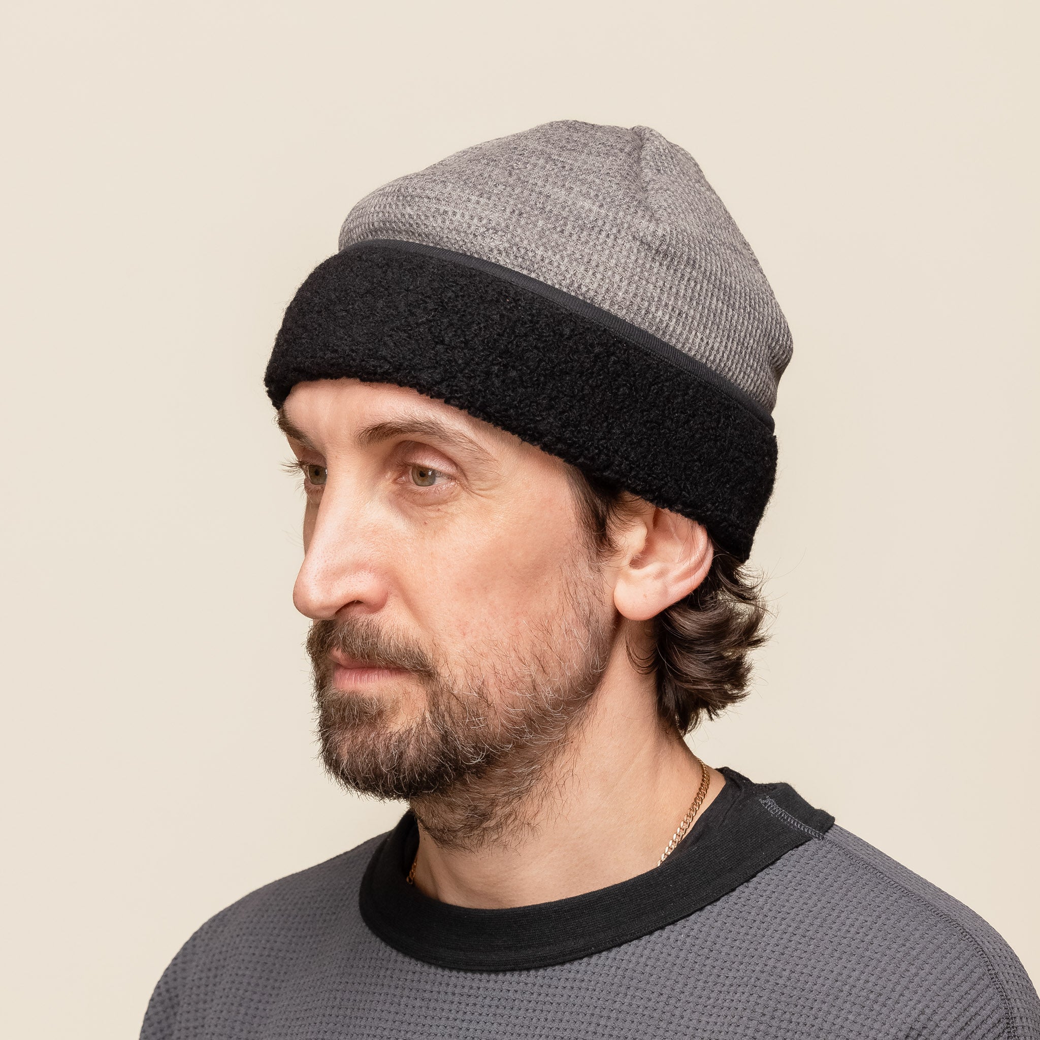 Found Feather - 2 Tone Beanie - Grey Black