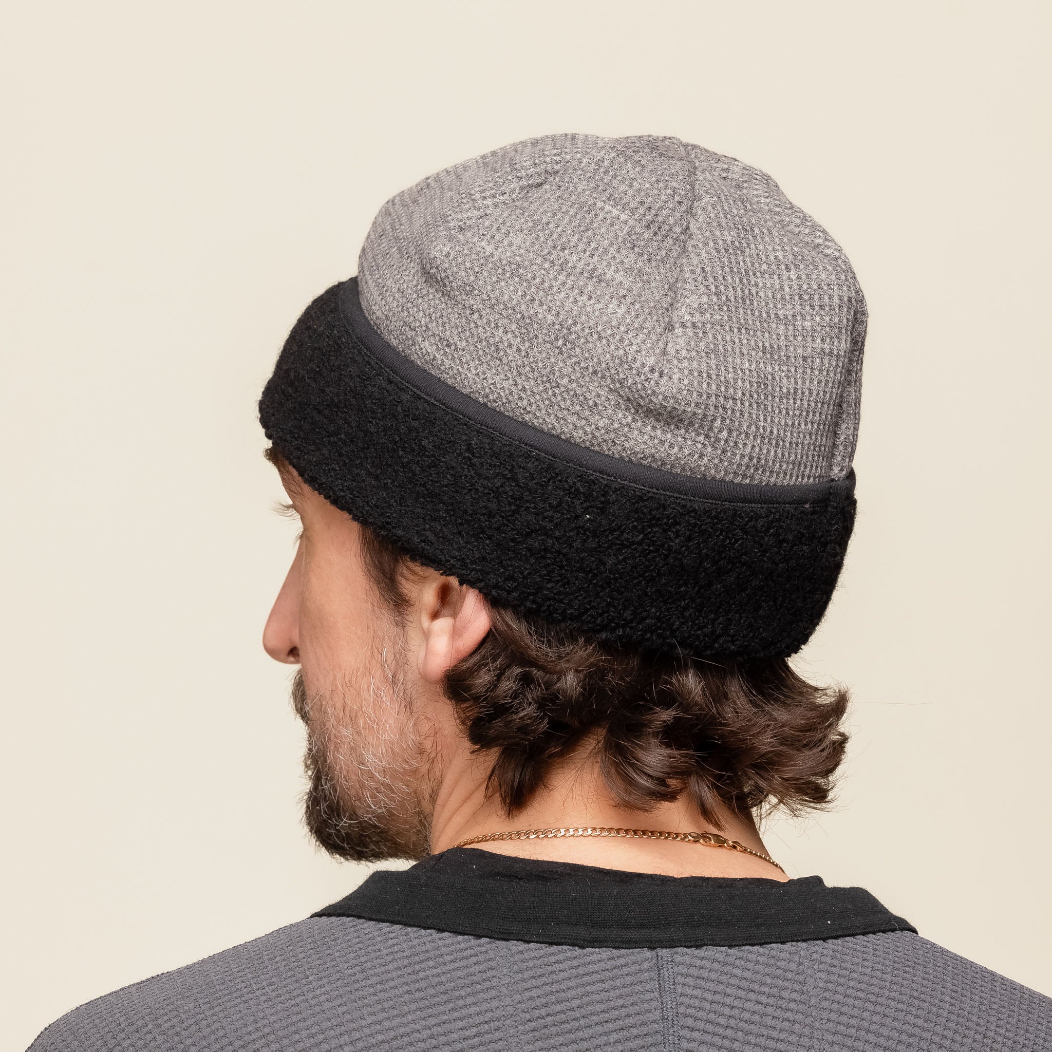 Found Feather - 2 Tone Beanie - Grey Black