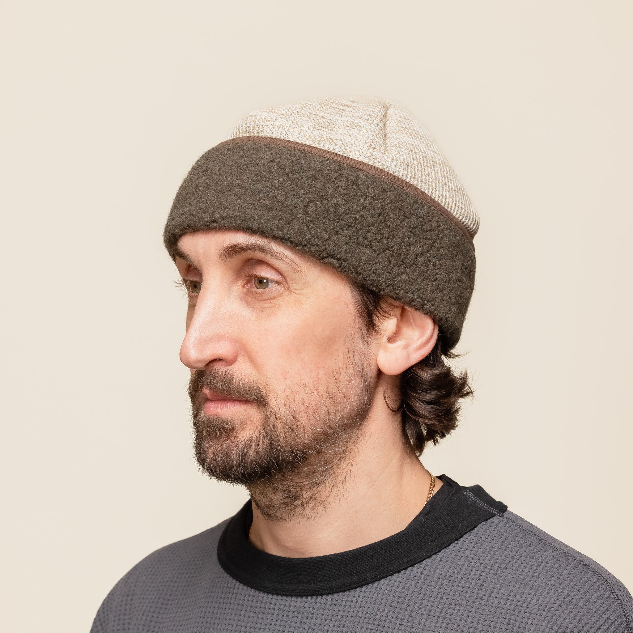 Found Feather - 2 Tone Beanie - Brown Olive