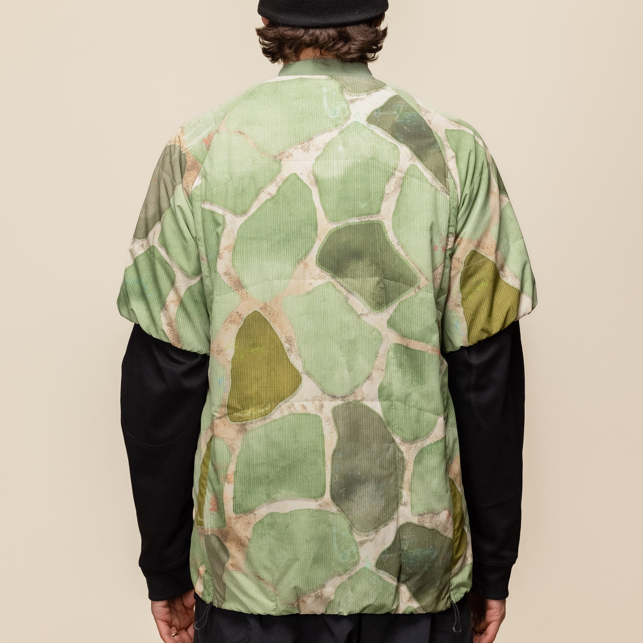 Norbit by Hiroshi Nozawa - Print Insulation Inner Bush Short Sleeve T-Shirt Jacket - Green