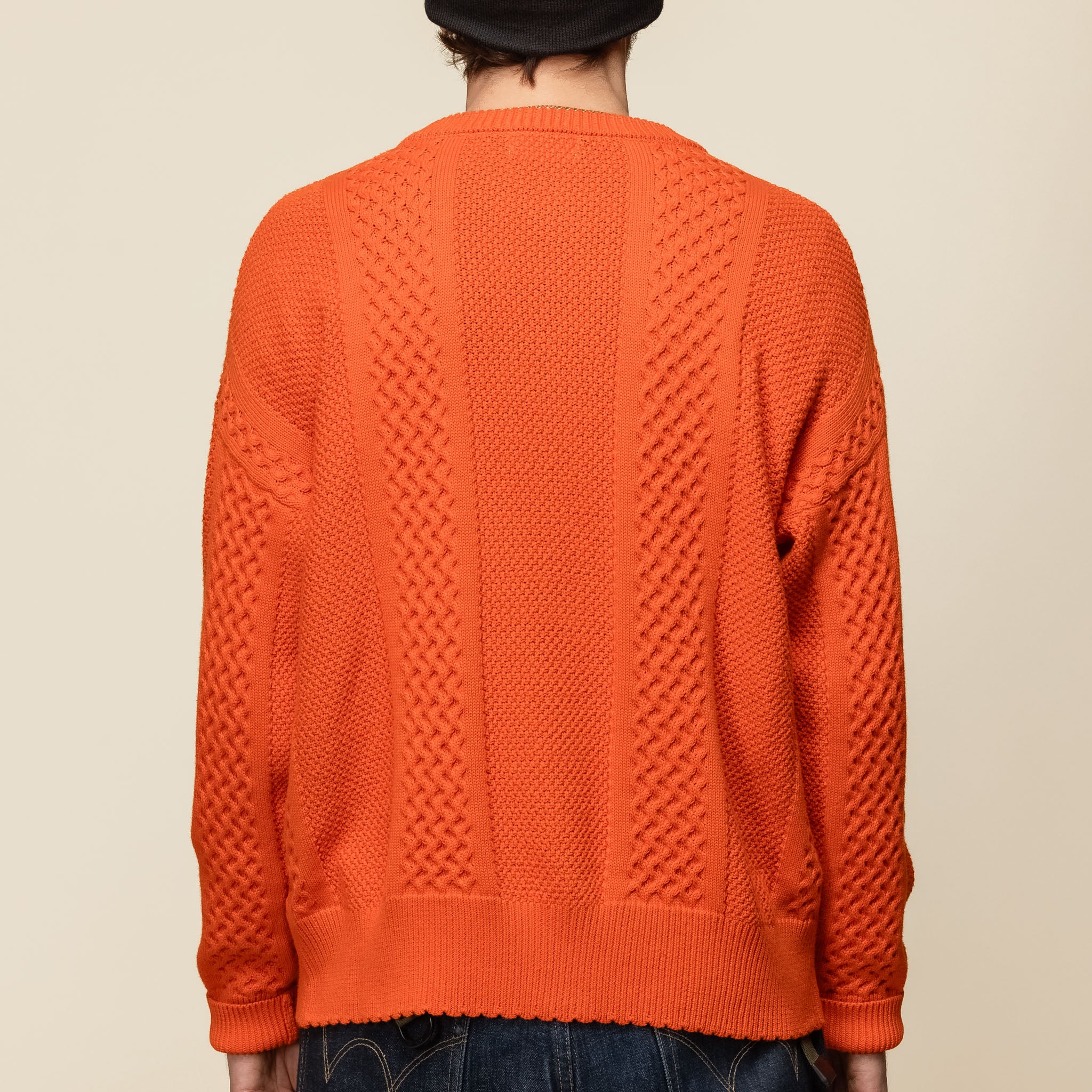 DEMARCOLAB - Cable Knit Zip Sweater - Orange