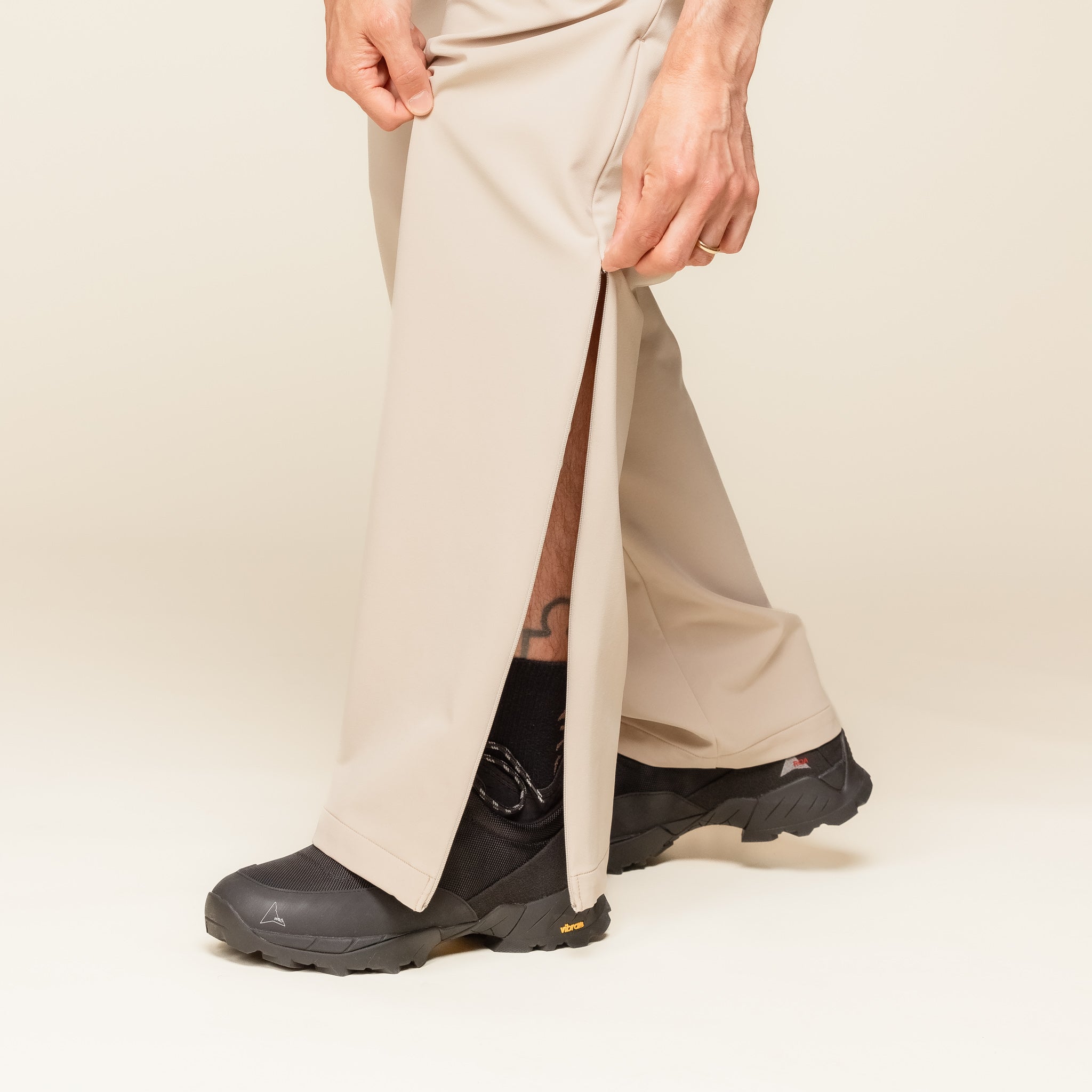 Goldwin 0 - Side Zip Pants - Dune GZ74152 "Goldwin 0 stockists" "Goldwin 0 stockists UK" "Goldwin zero" "Goldwin 0 pants" "Goldwin 0 trousers"