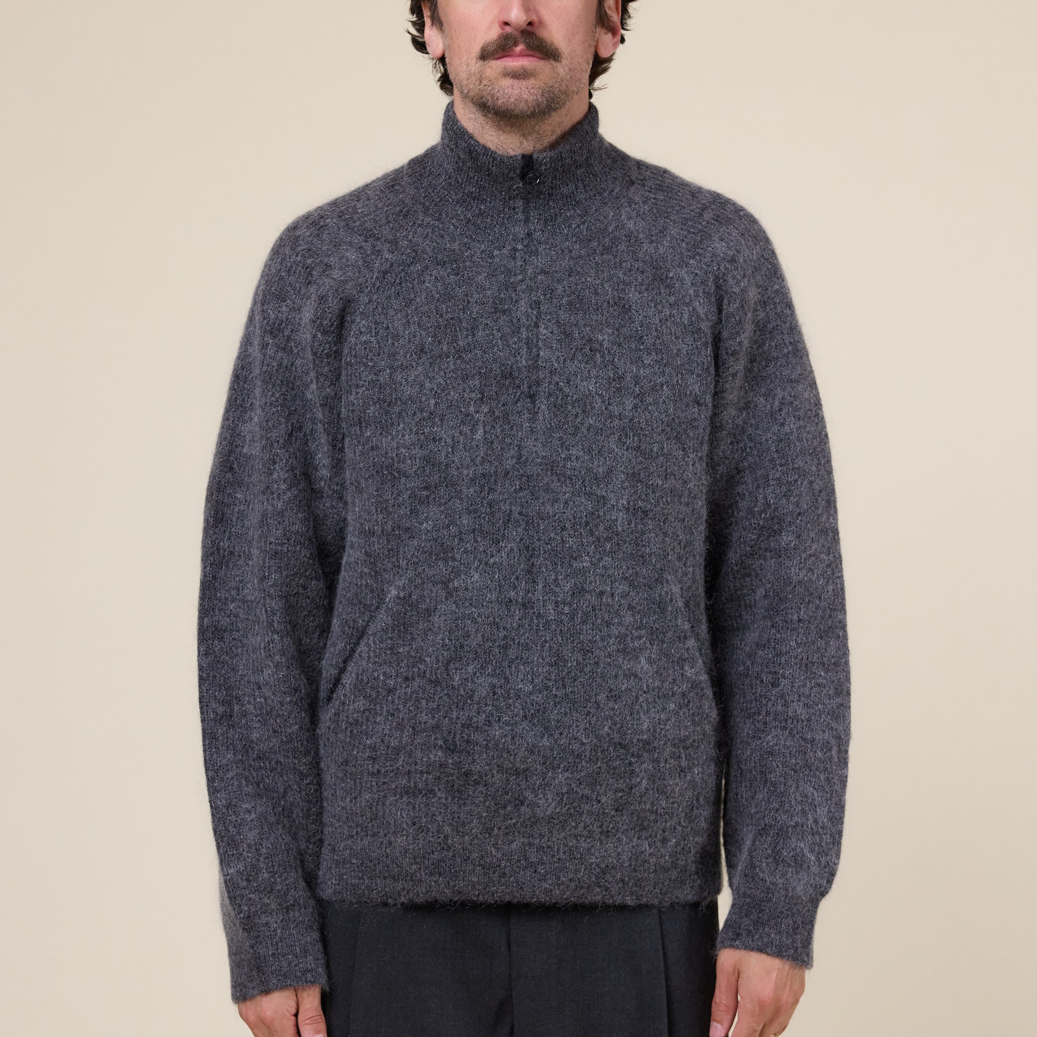 Hiking Patrol - Essence Mohair Mixed Knit Top - Dark Grey