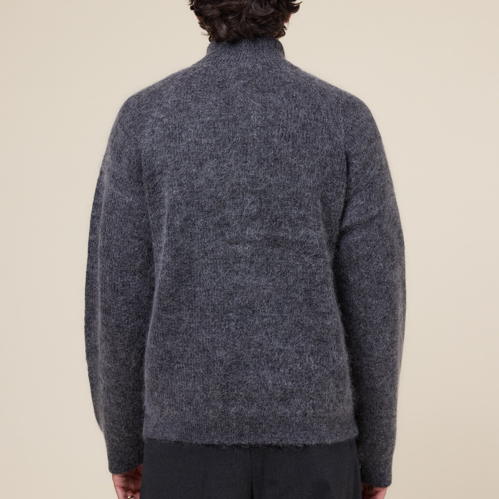 Hiking Patrol - Essence Mohair Mixed Knit Top - Dark Grey