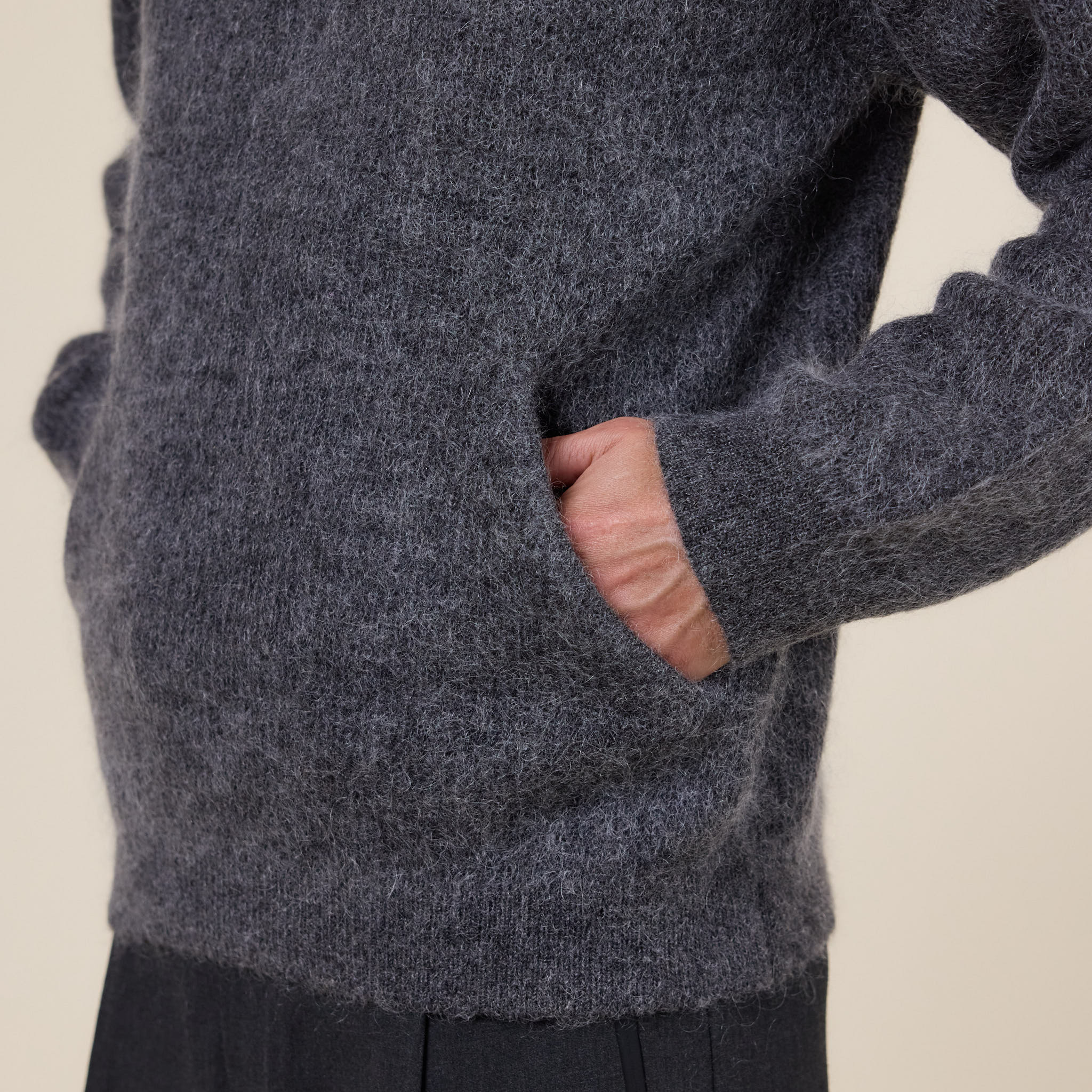 Hiking Patrol - Essence Mohair Mixed Knit Top - Dark Grey