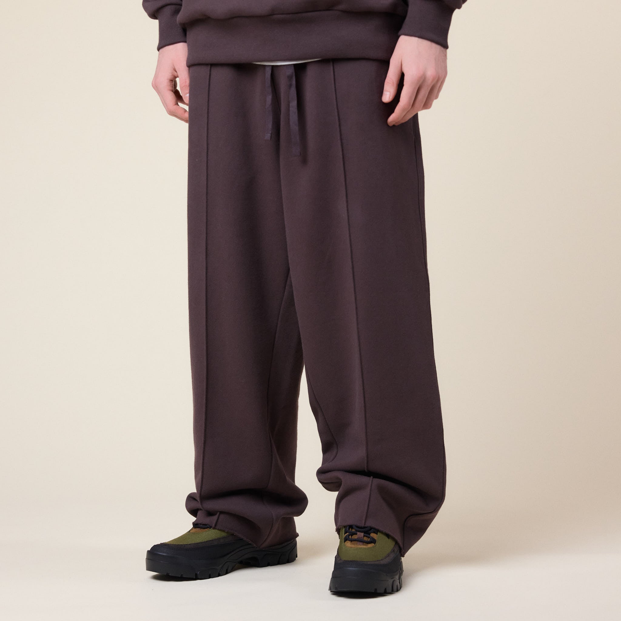 Merely Made - Premium Pintuck Jersey Wide Pants - Hickory Brown