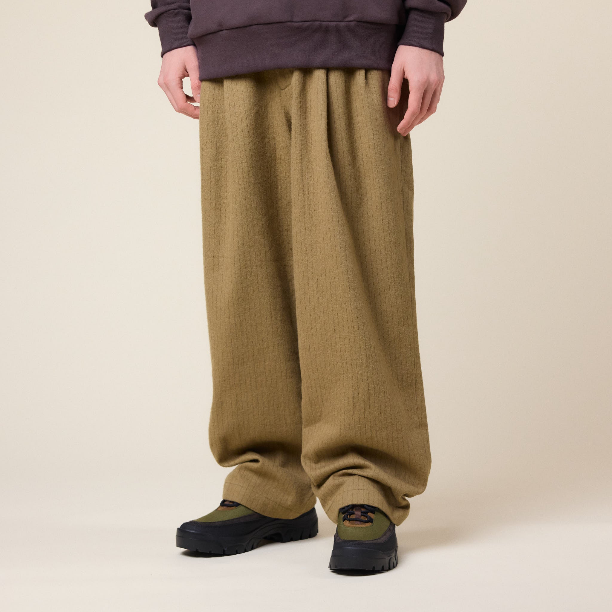 Merely Made - Premium Vintage Woolen Wide Pants - Peanut Brown