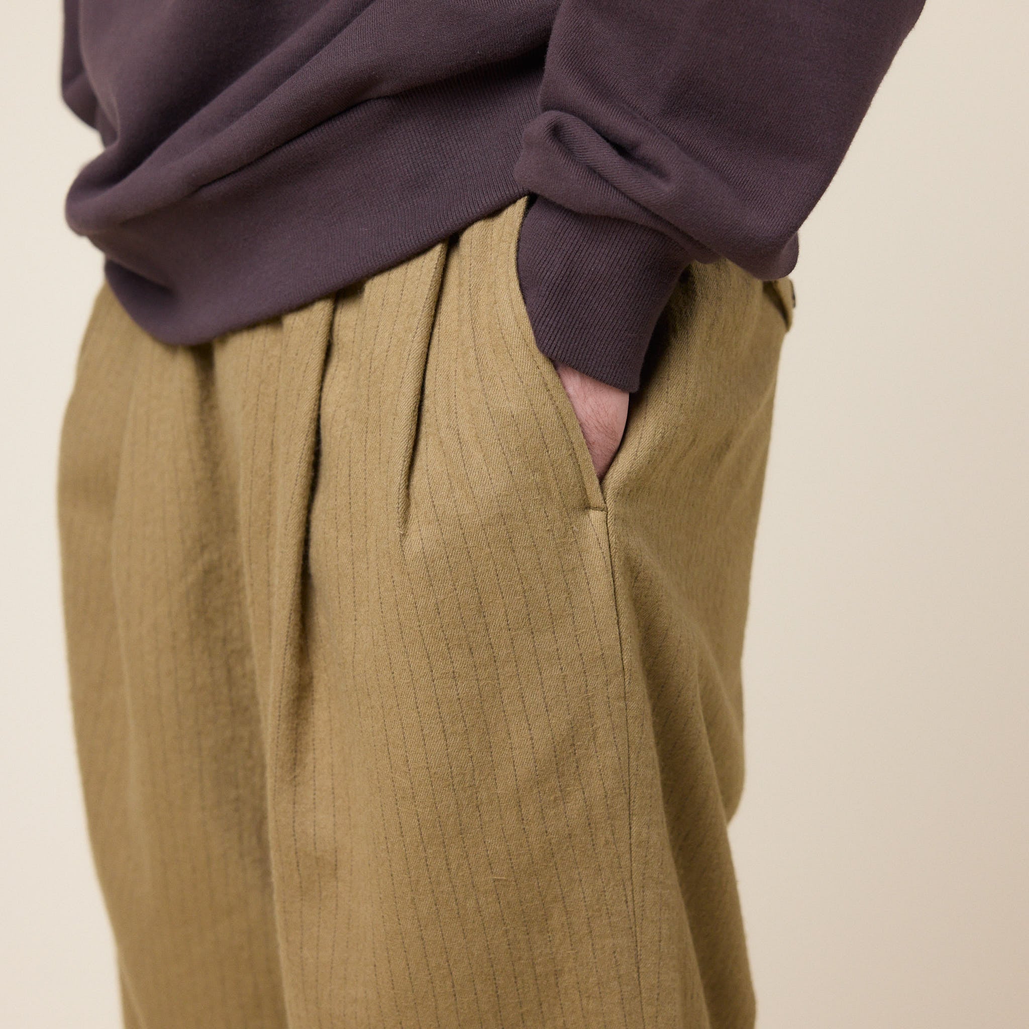Merely Made - Premium Vintage Woolen Wide Pants - Peanut Brown