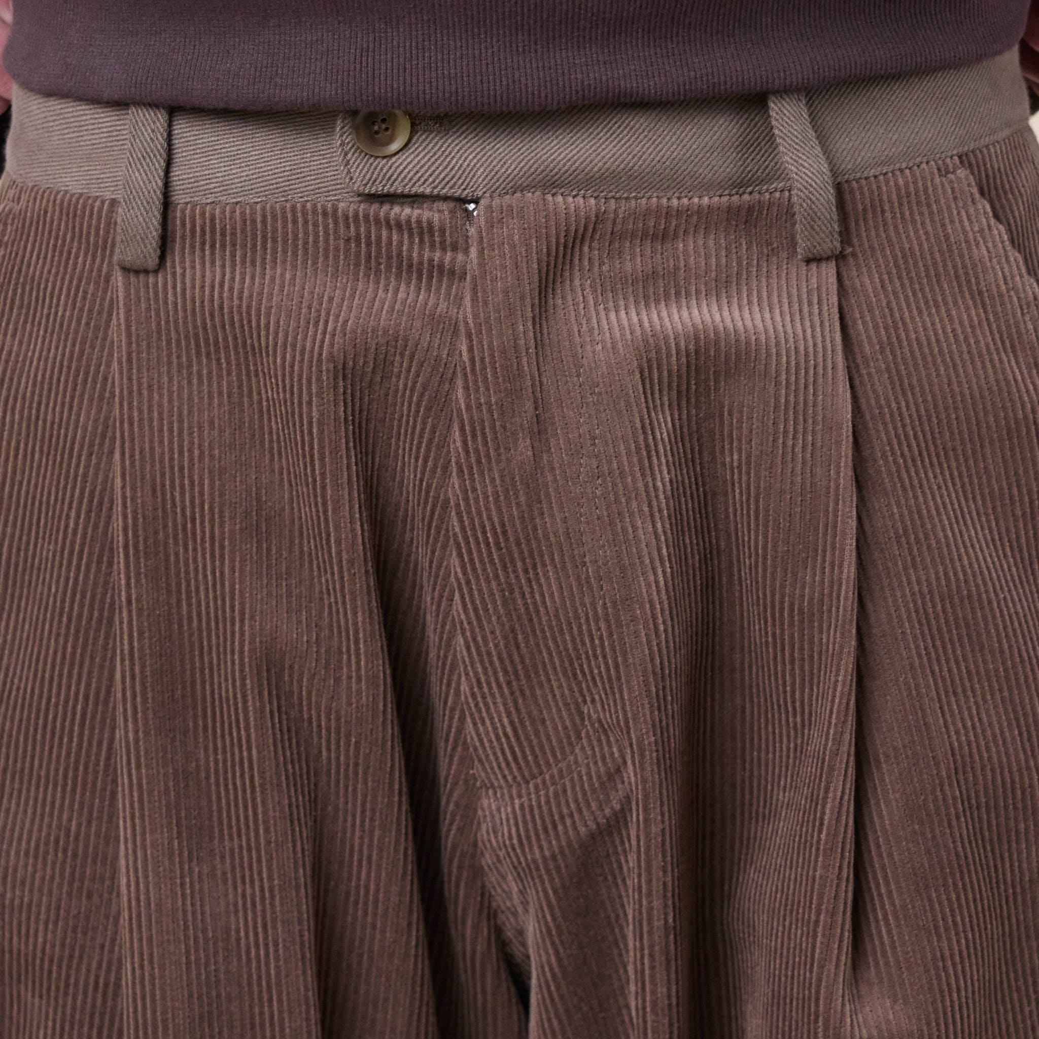 Merely Made - Premium Dual Fabric Contrast Wide Pants - Cocoa Brown