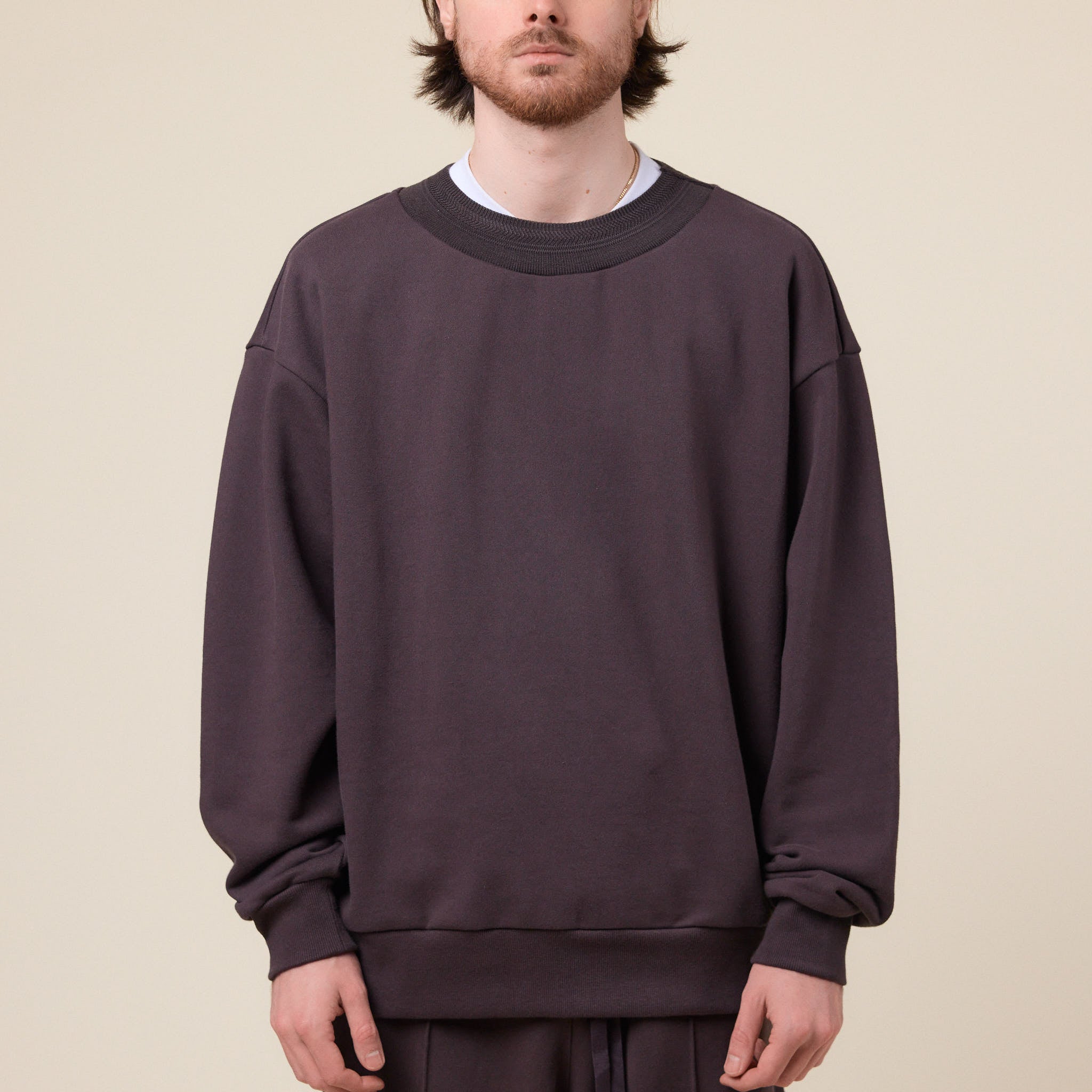 Merely Made - Premium Jacquard Wide Rib Sweatshirt - Hickory Brown