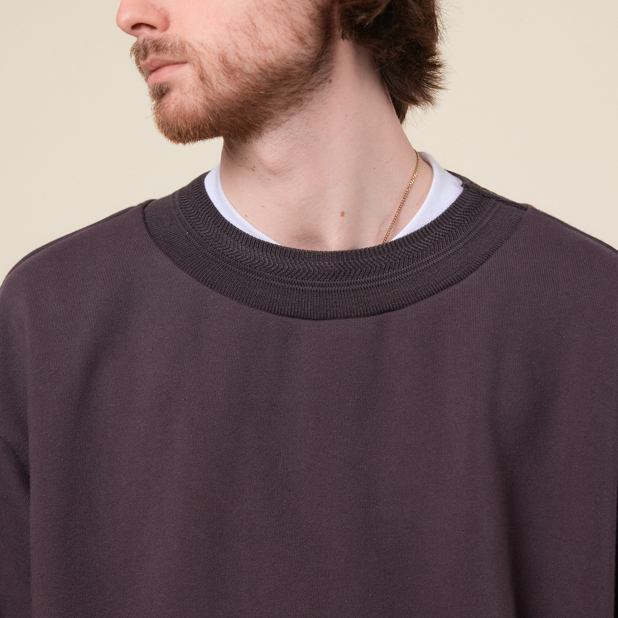 Merely Made - Premium Jacquard Wide Rib Sweatshirt - Hickory Brown
