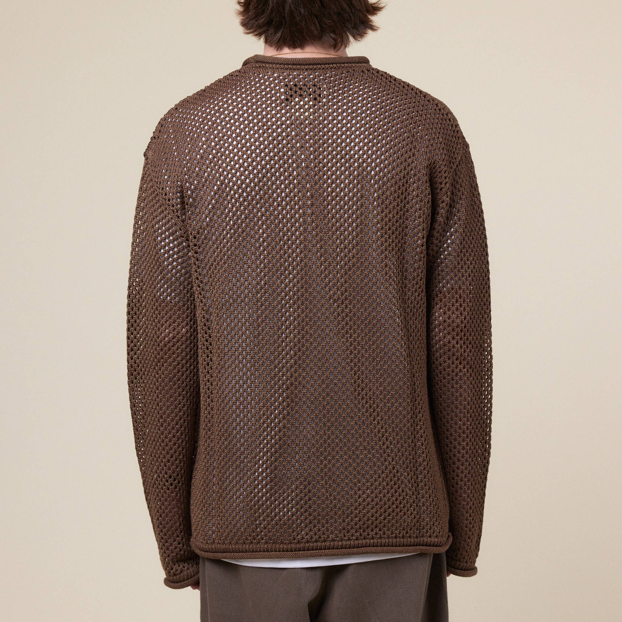 Merely Made - Premium Melange Netting Sweater - Melange Brown