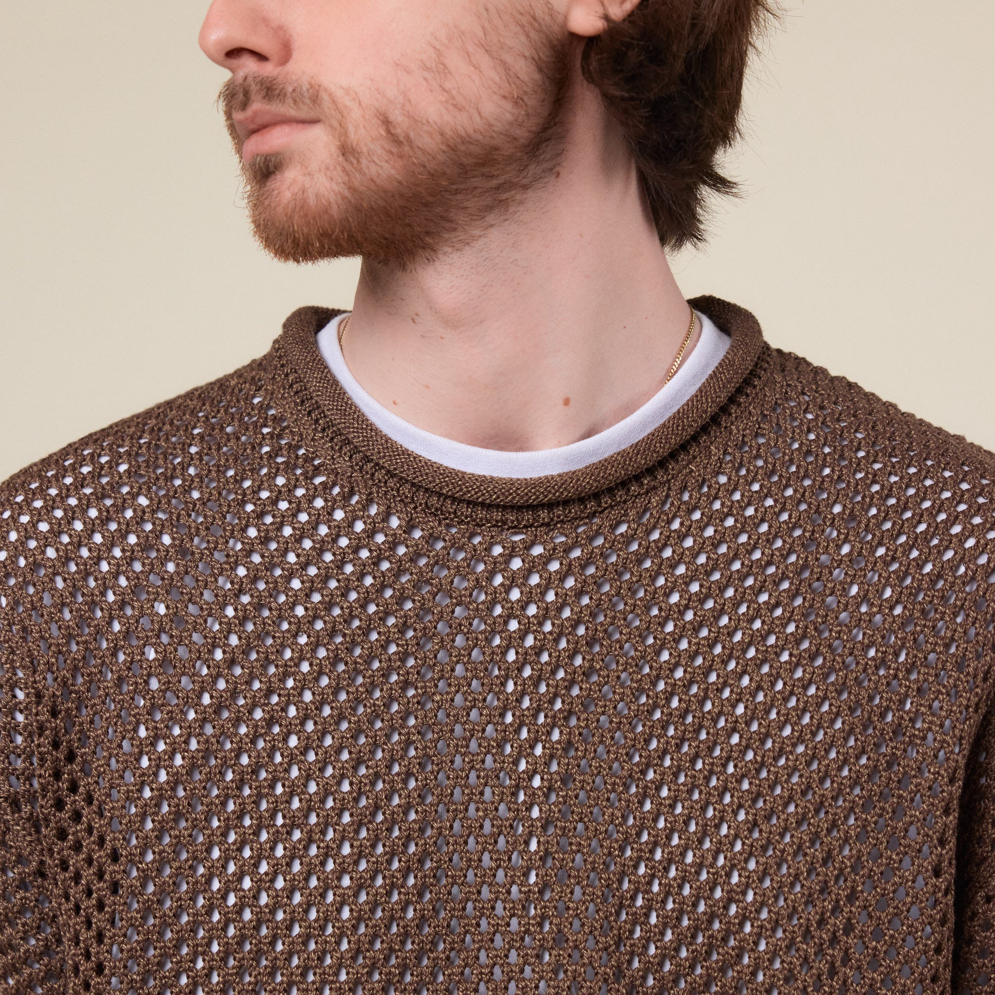 Merely Made - Premium Melange Netting Sweater - Melange Brown