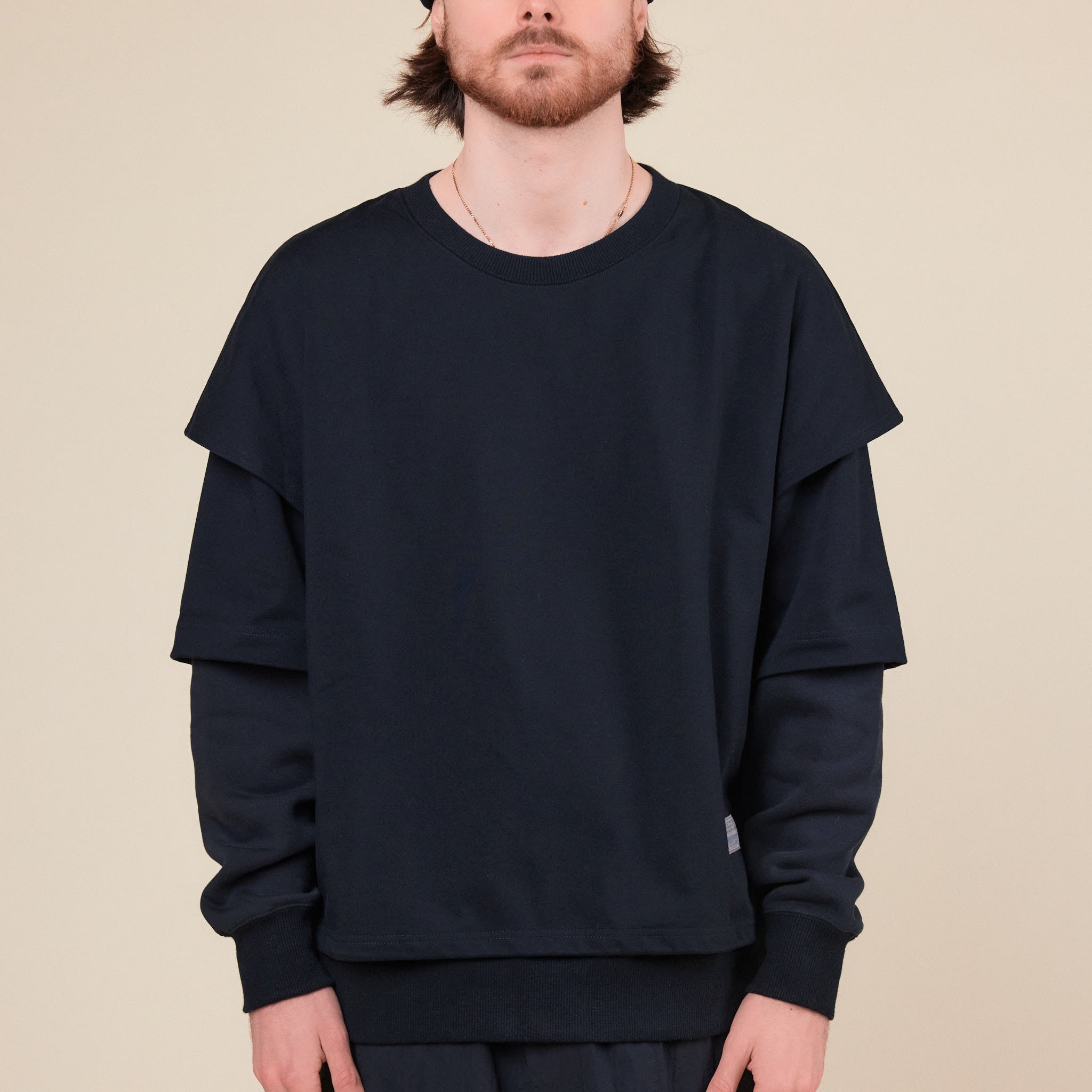 Poliquant - Long Sleeve Layered Sweatshirt - Black