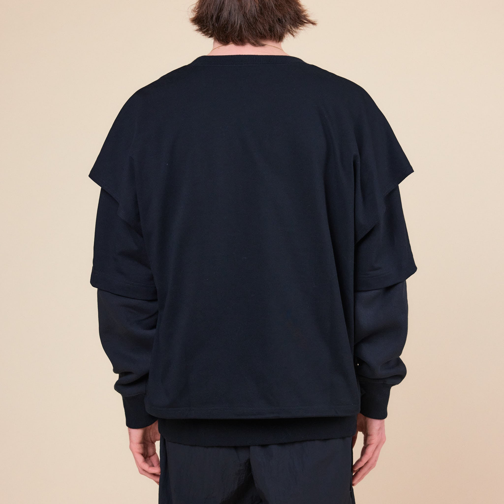 Poliquant - Long Sleeve Layered Sweatshirt - Black
