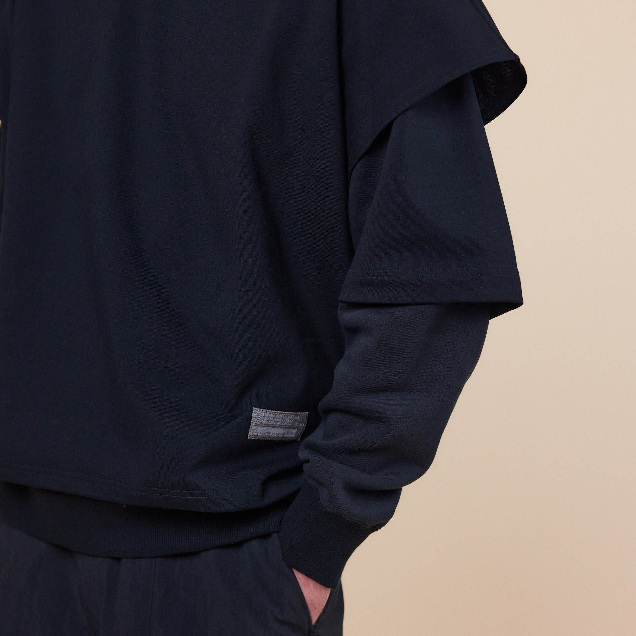 Poliquant - Long Sleeve Layered Sweatshirt - Black