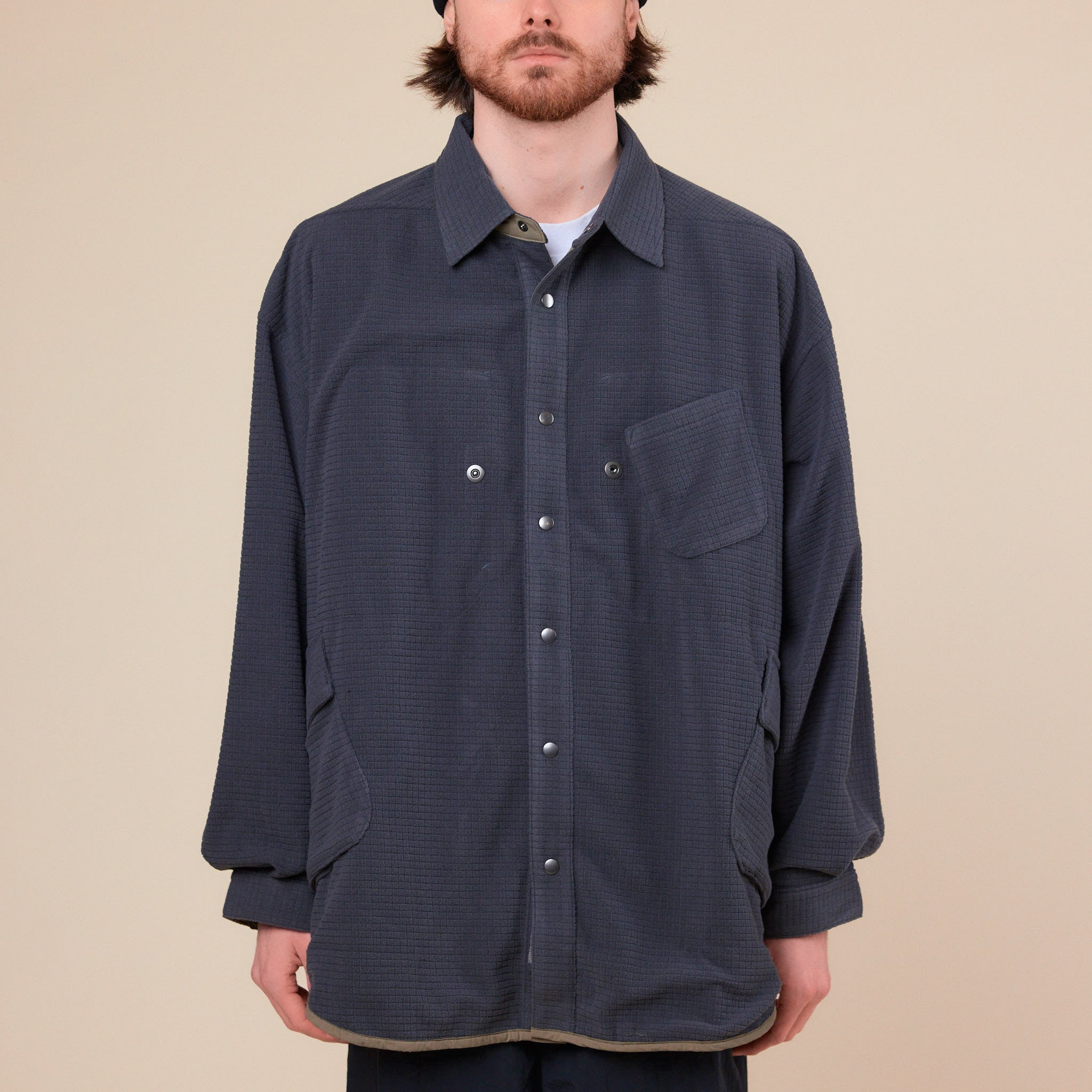 Poliquant - Reversible Block Fleece Shirt Jacket - Charcoal Grey