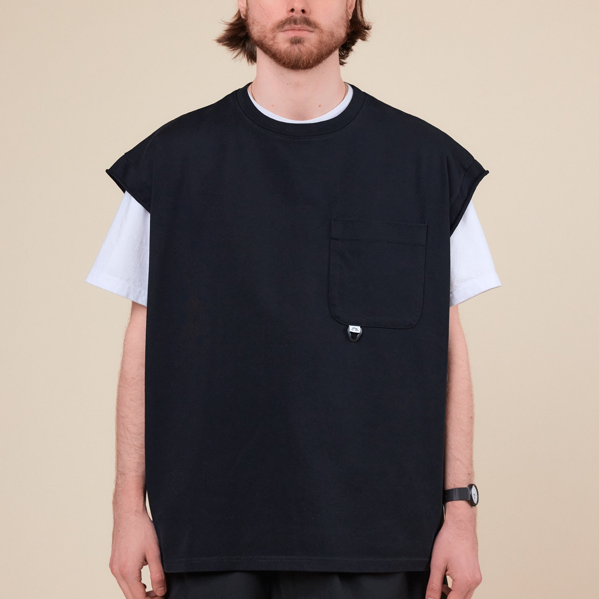 CMF Comfy Outdoor Garment - Heavy Cotton "Slow Dry" No Sleeve Pocket T-Shirt - Black