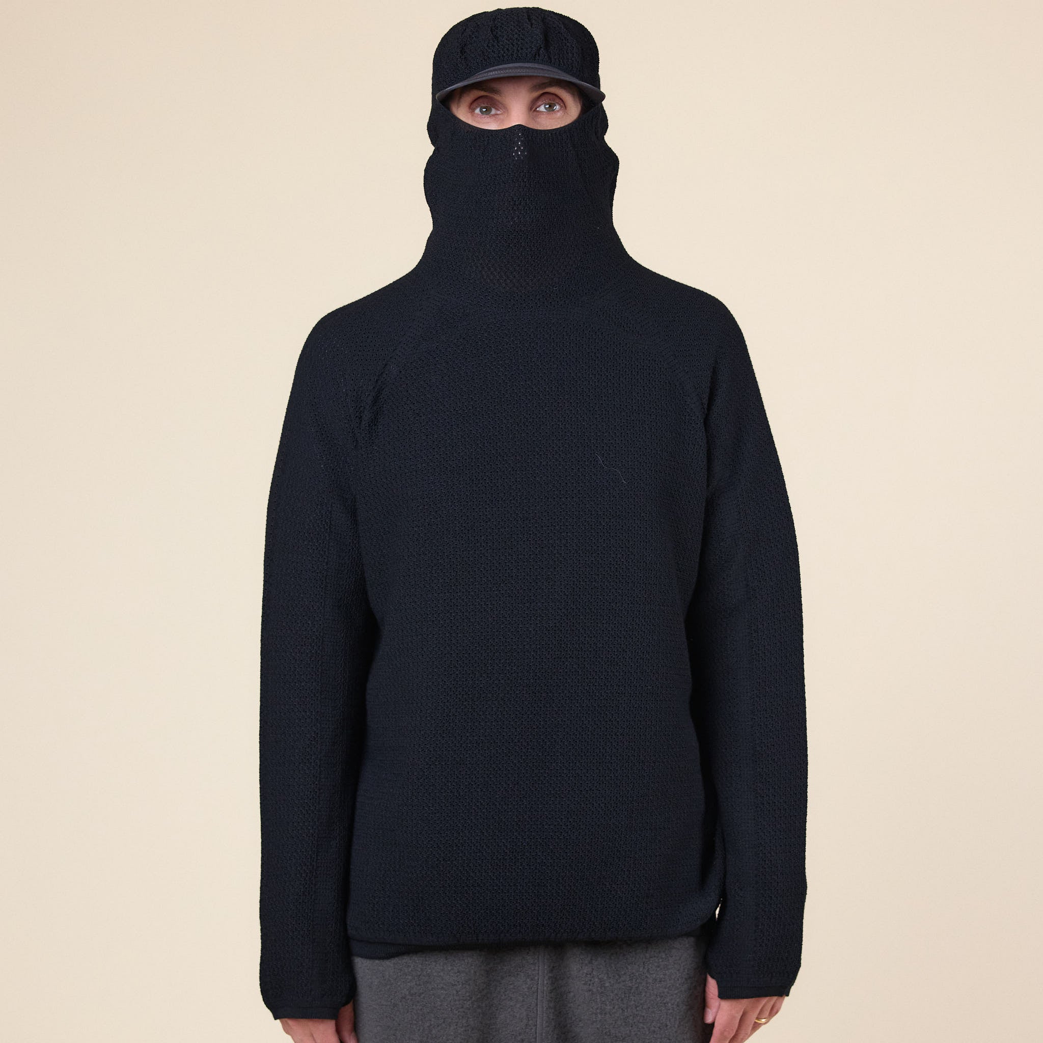 Goldwin 0 - Perforated Whole Garment Knit Top - Black