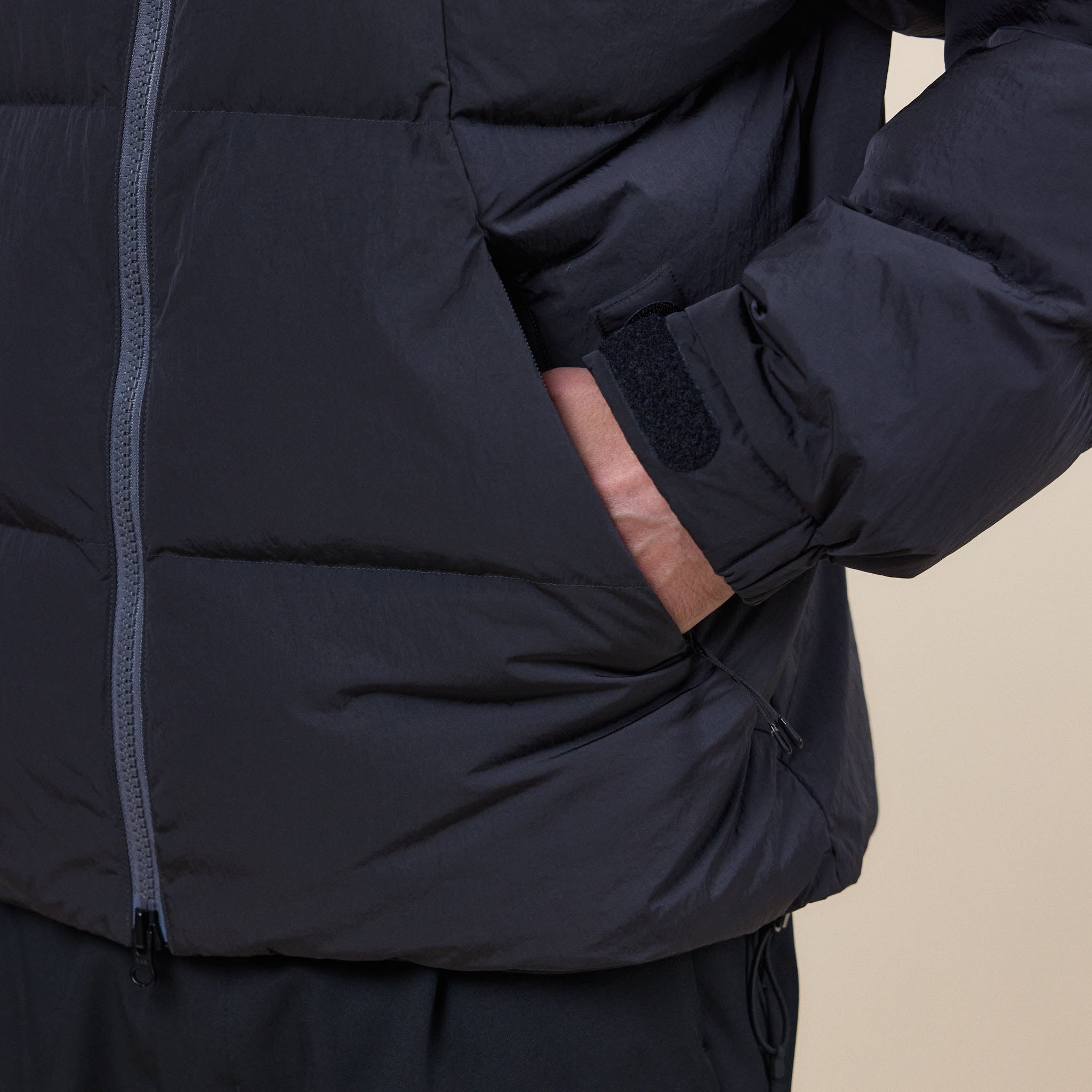 Goldwin - Dope Dyed Ripple Nylon Down Jacket - Deep Charcoal