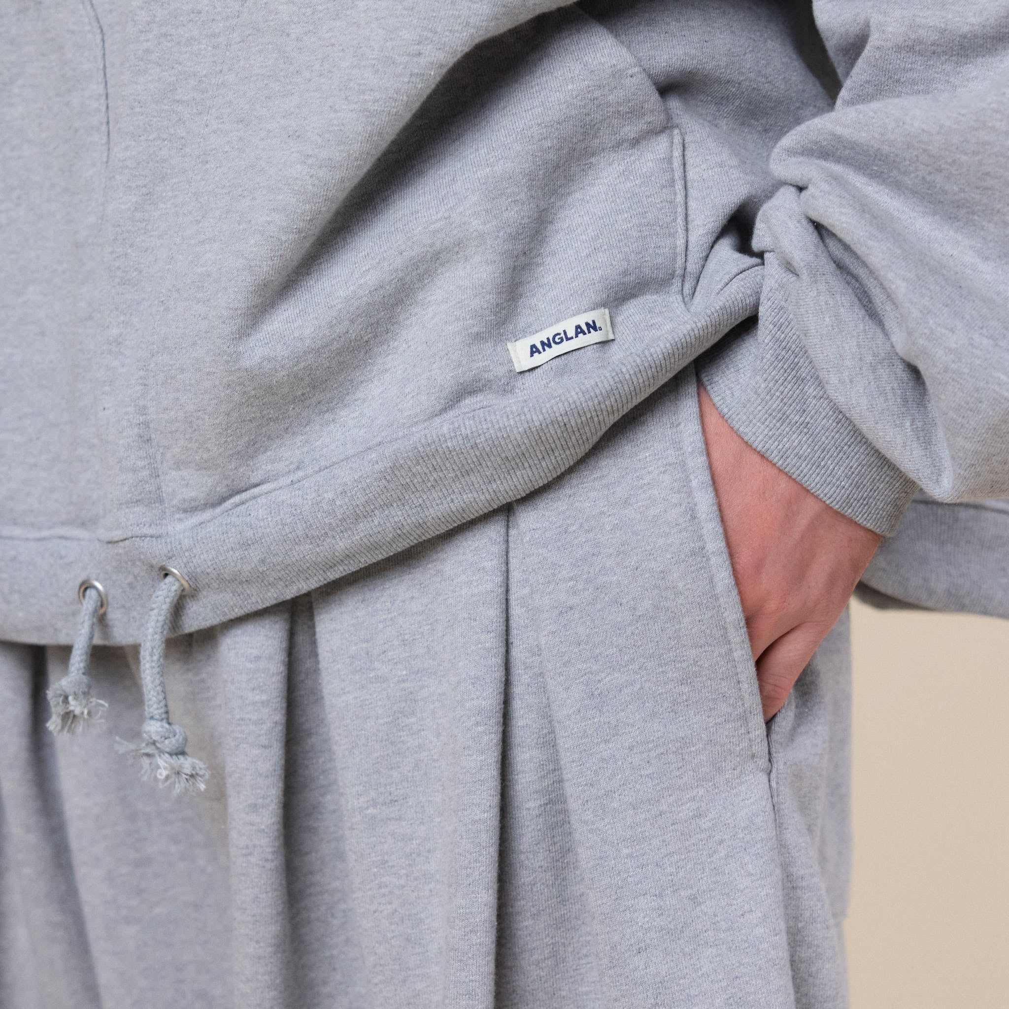 Anglan - Double Valley Tuck Sweatpants - Melange Grey