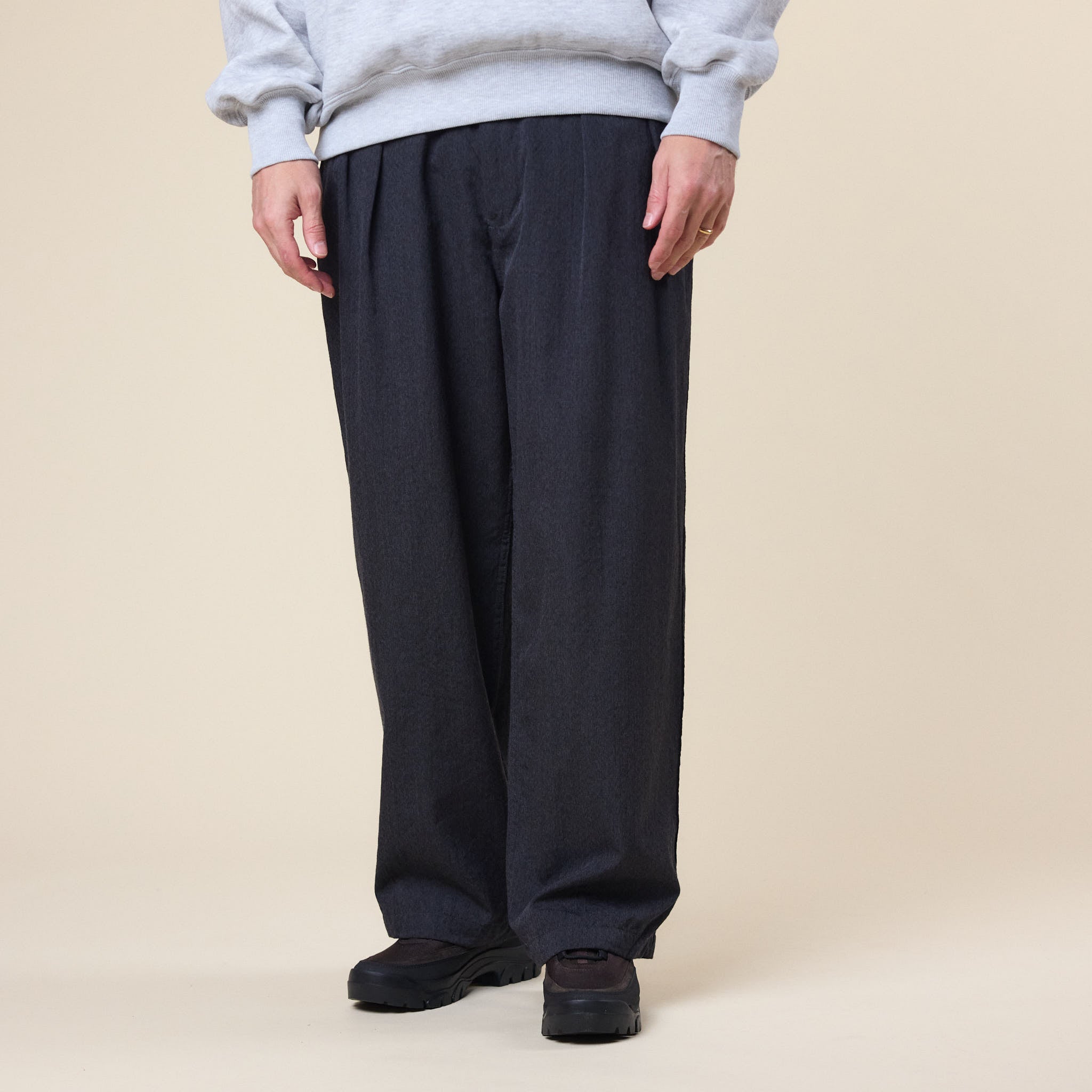 Nanamica - Wool Gabardine Pleat Pants - Charcoal