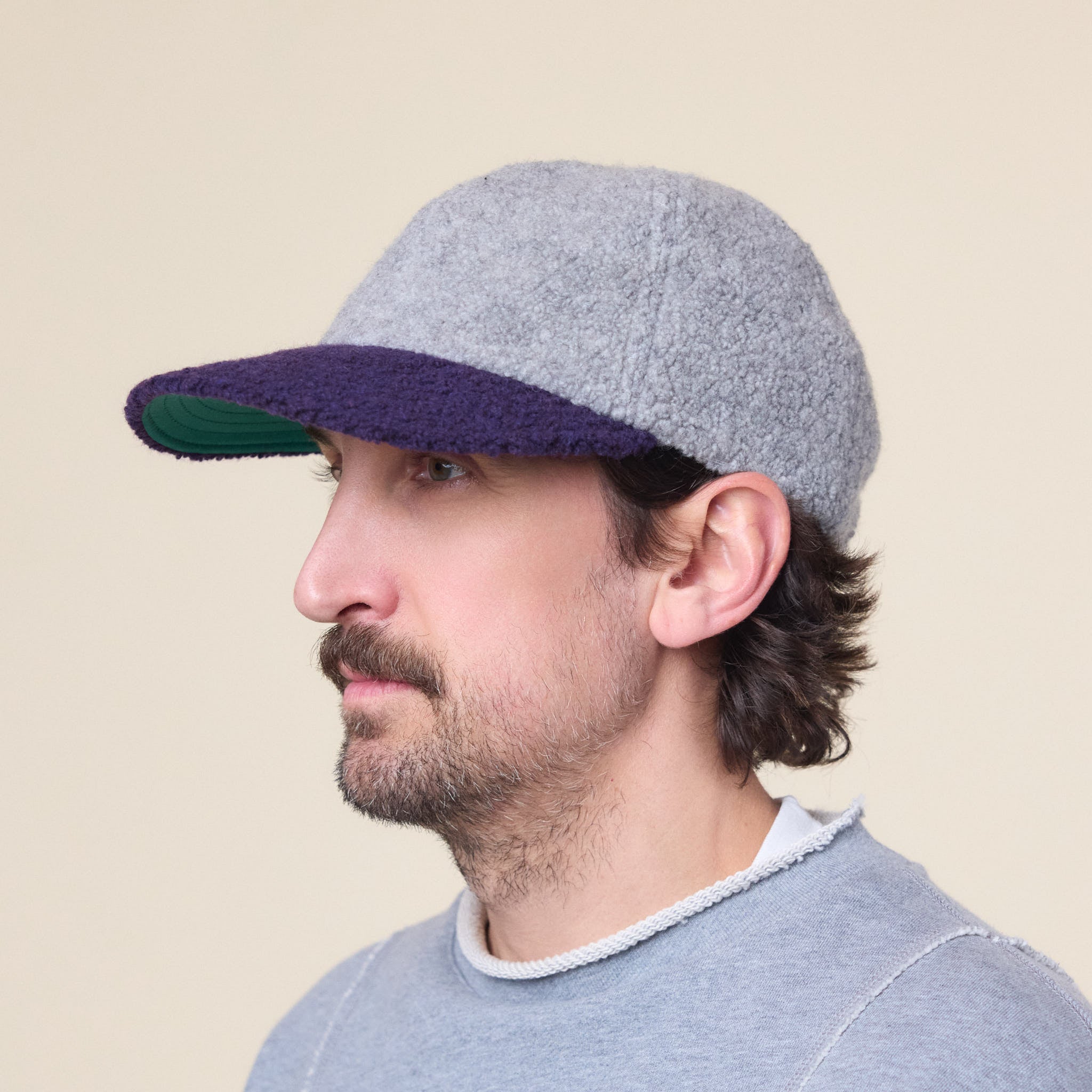 Found Feather - Classic 6 Panel Boa Fleece Cap - Grey Purple