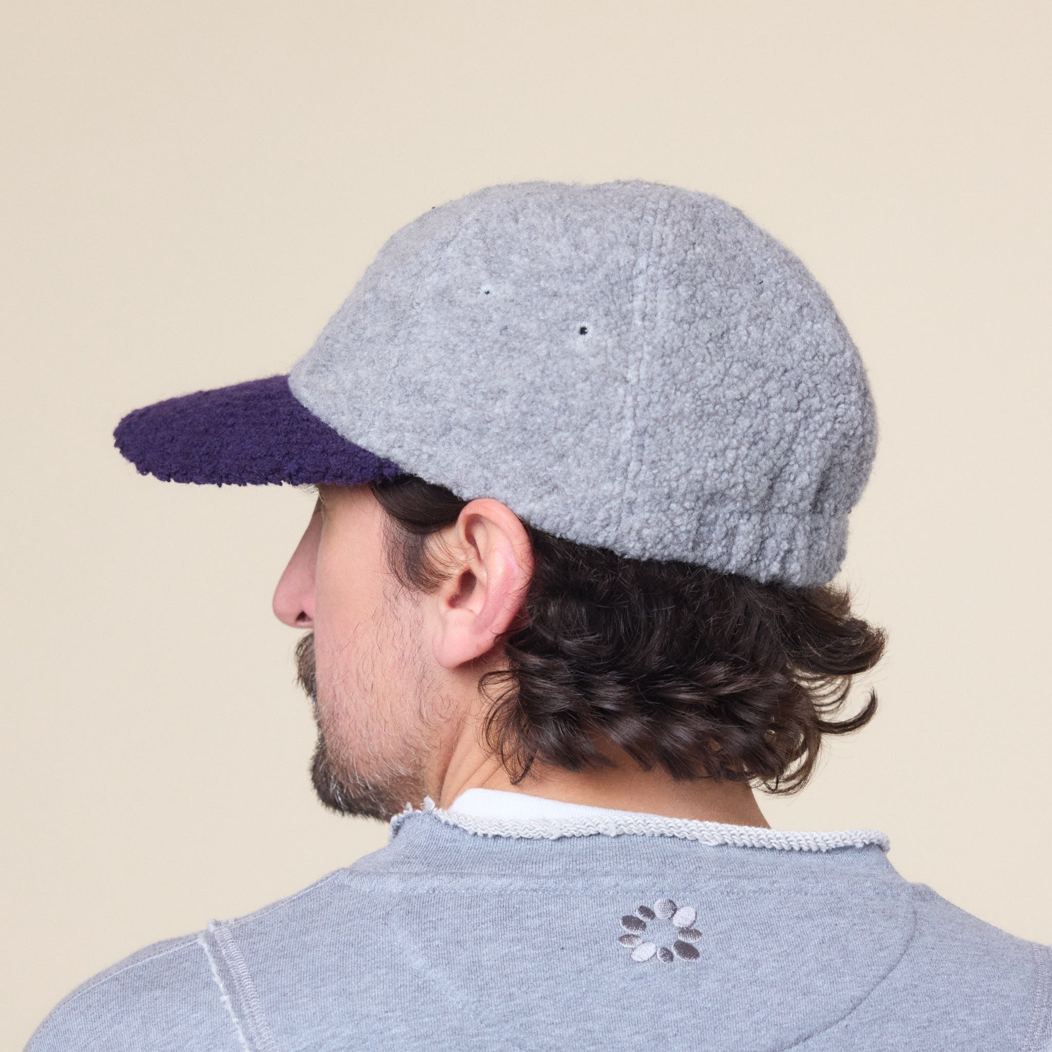 Found Feather - Classic 6 Panel Boa Fleece Cap - Grey Purple