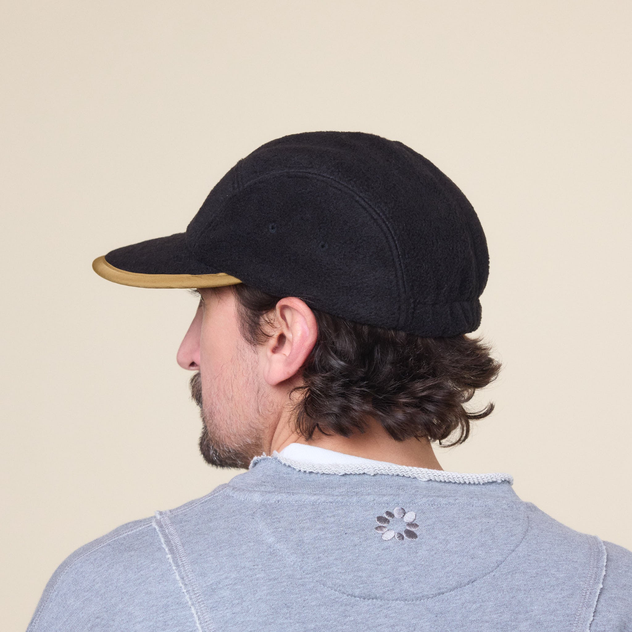 Found Feather - 5 Panel Polar Fleece Jet Cap - Black Brown