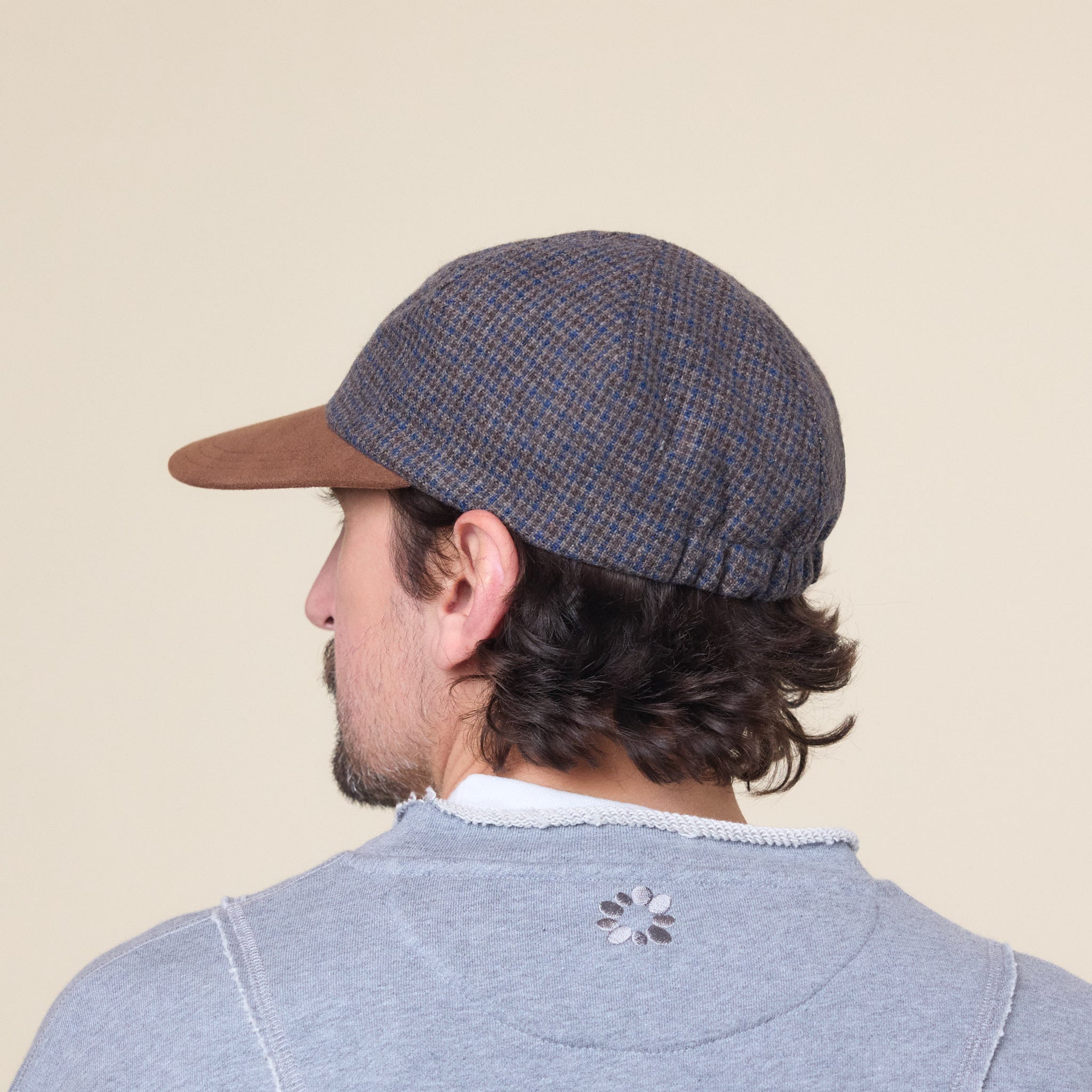 Found Feather - 1 Panel Tweed Cap - Brown Check