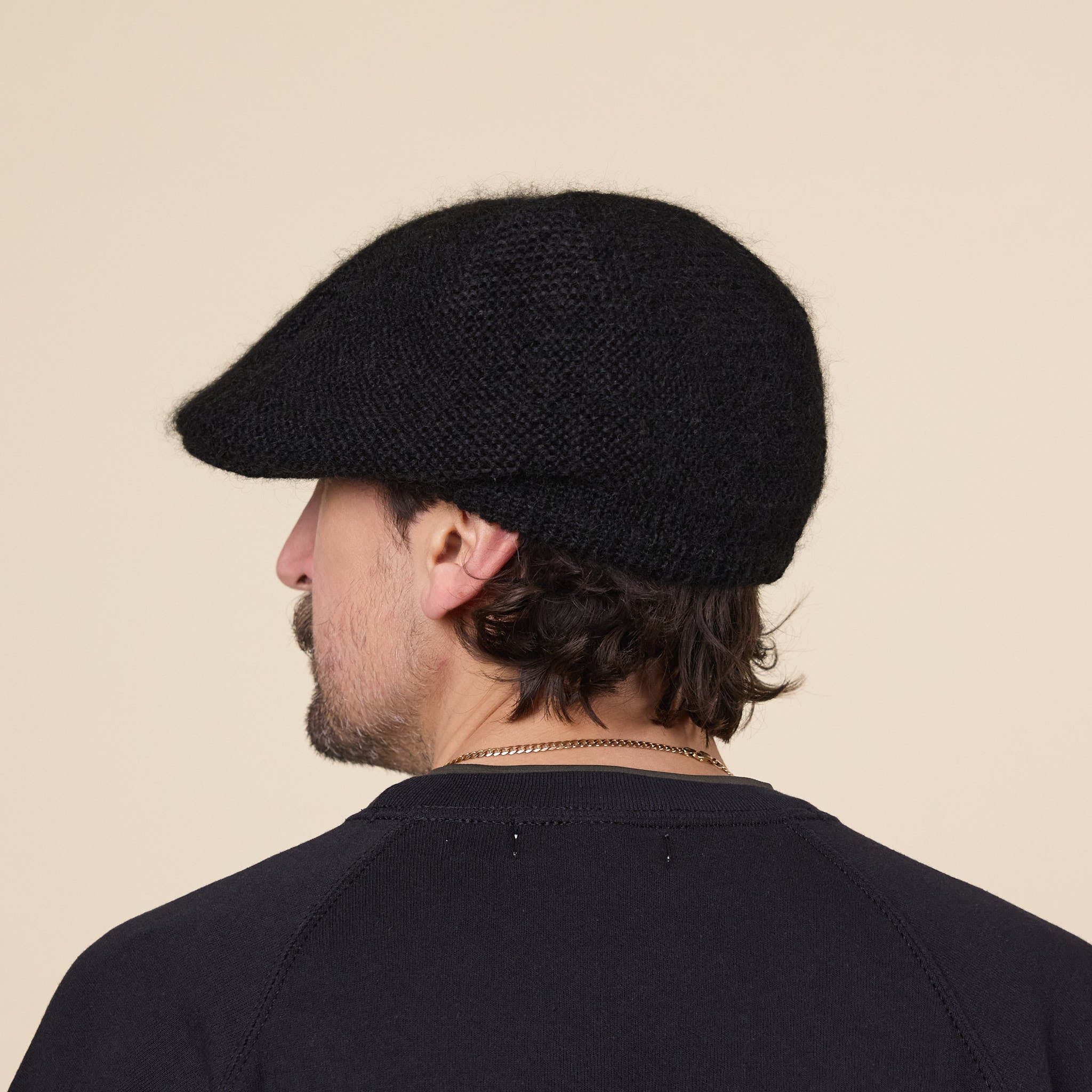 Found Feather - Mohair Driving Hat - Black