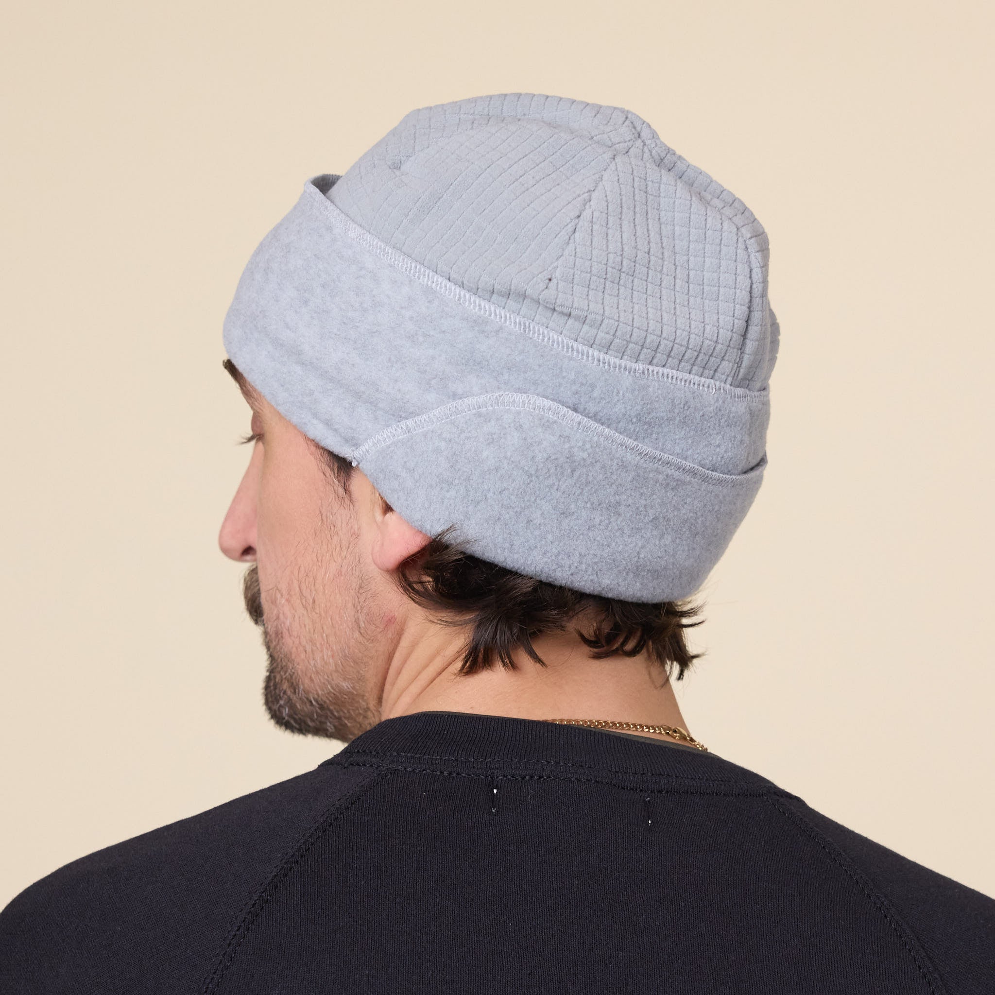 Found Feather - City Beanie Grid x Fleece - Grey
