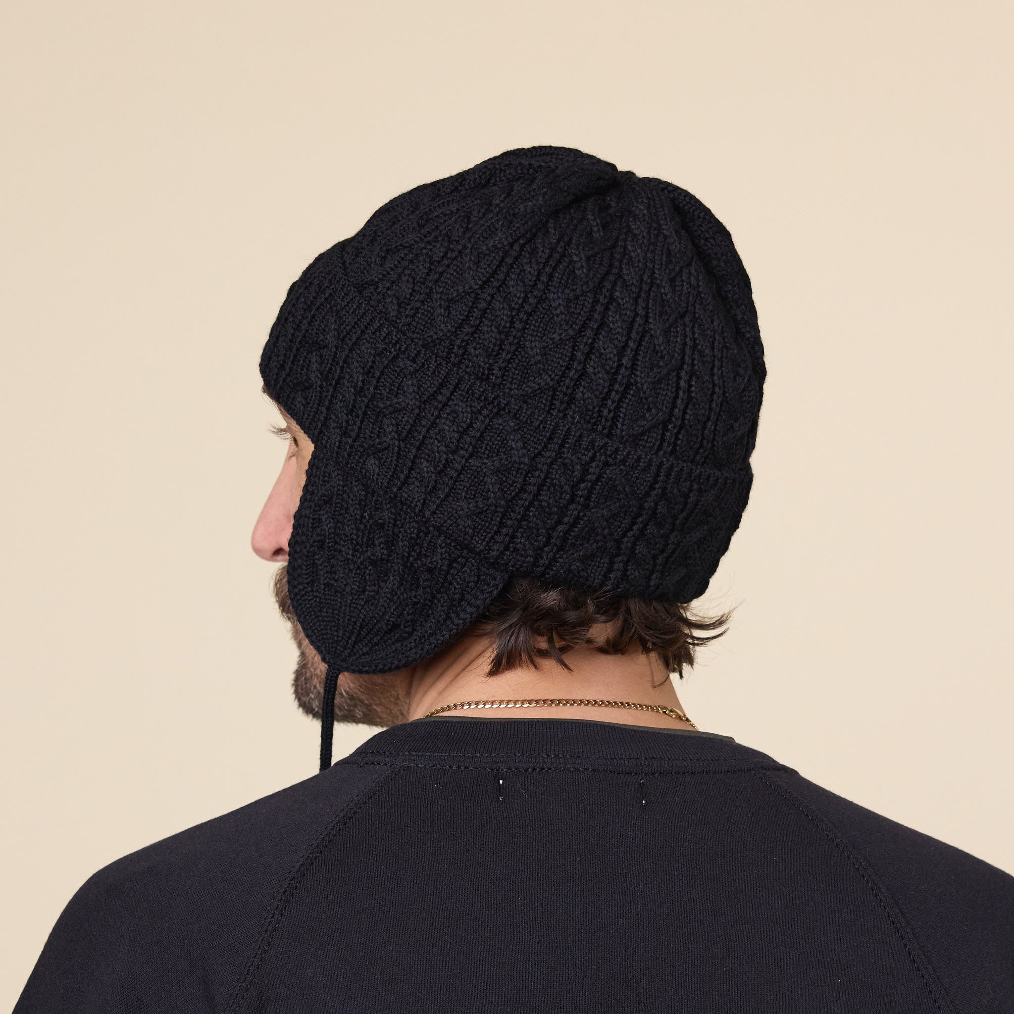 Found Feather - Elias Knit Merino Flight Cap - Black