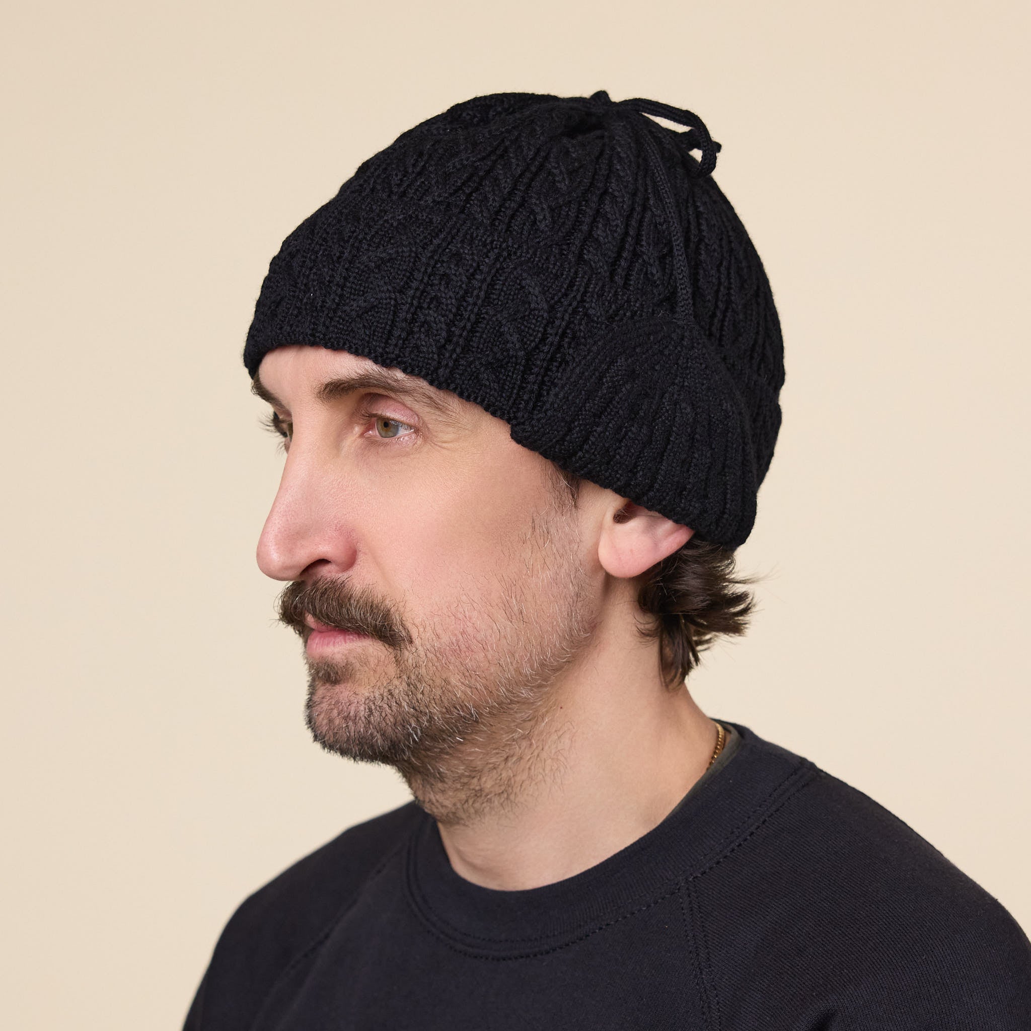 Found Feather - Elias Knit Merino Flight Cap - Black