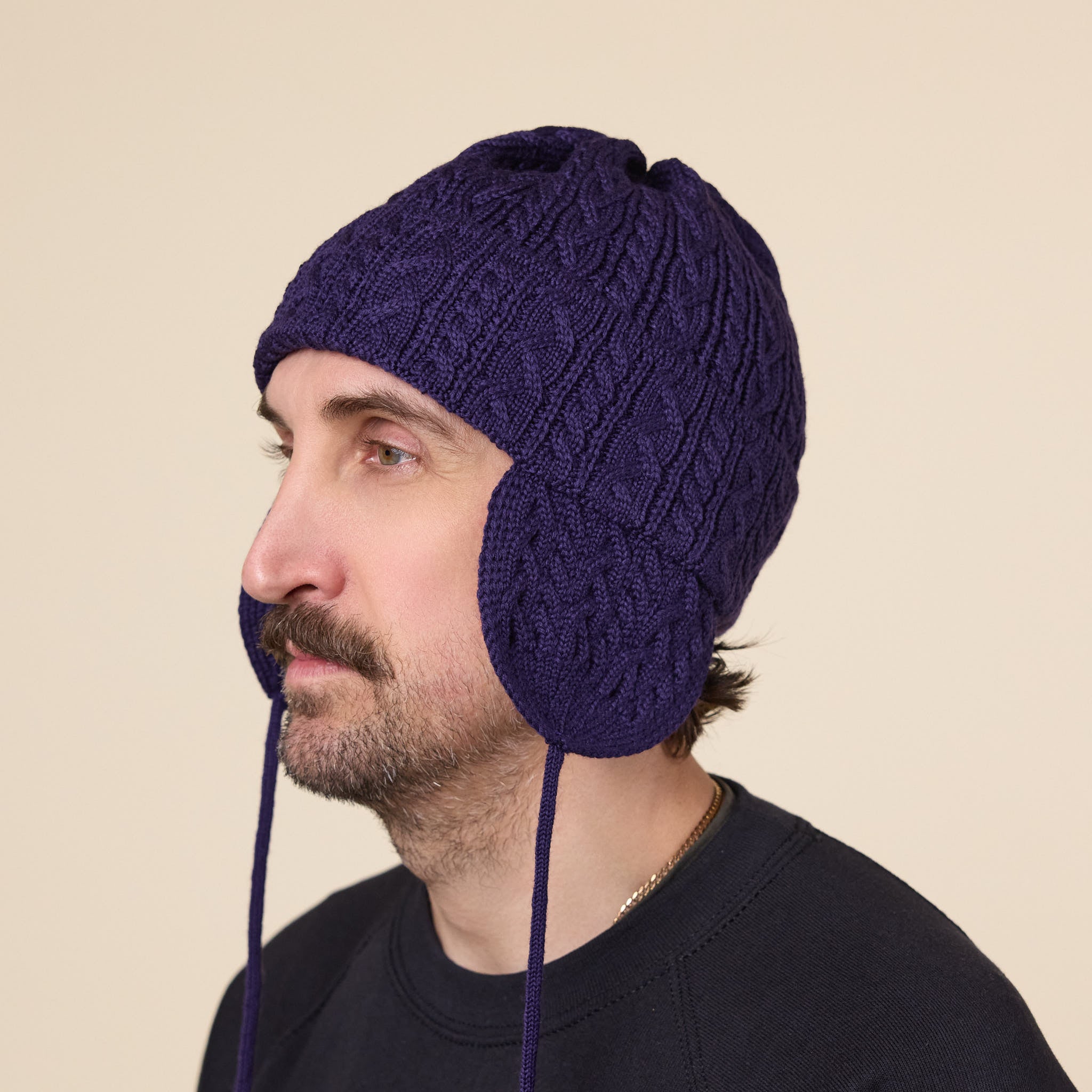 Found Feather - Elias Knit Merino Flight Cap - Purple