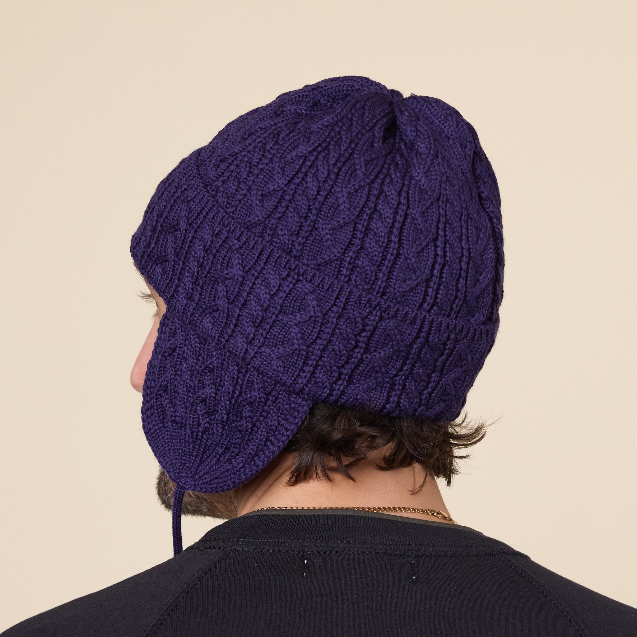 Found Feather - Elias Knit Merino Flight Cap - Purple