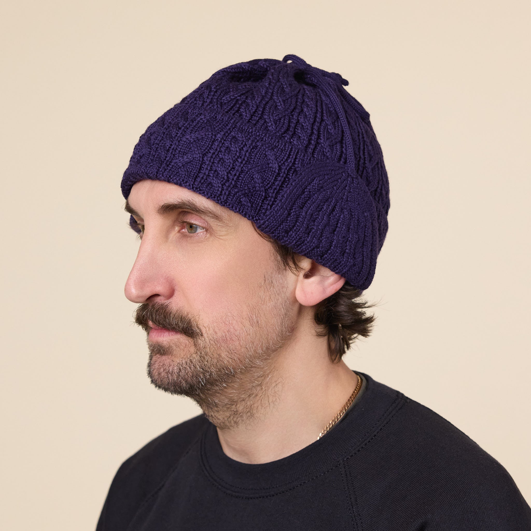 Found Feather - Elias Knit Merino Flight Cap - Purple