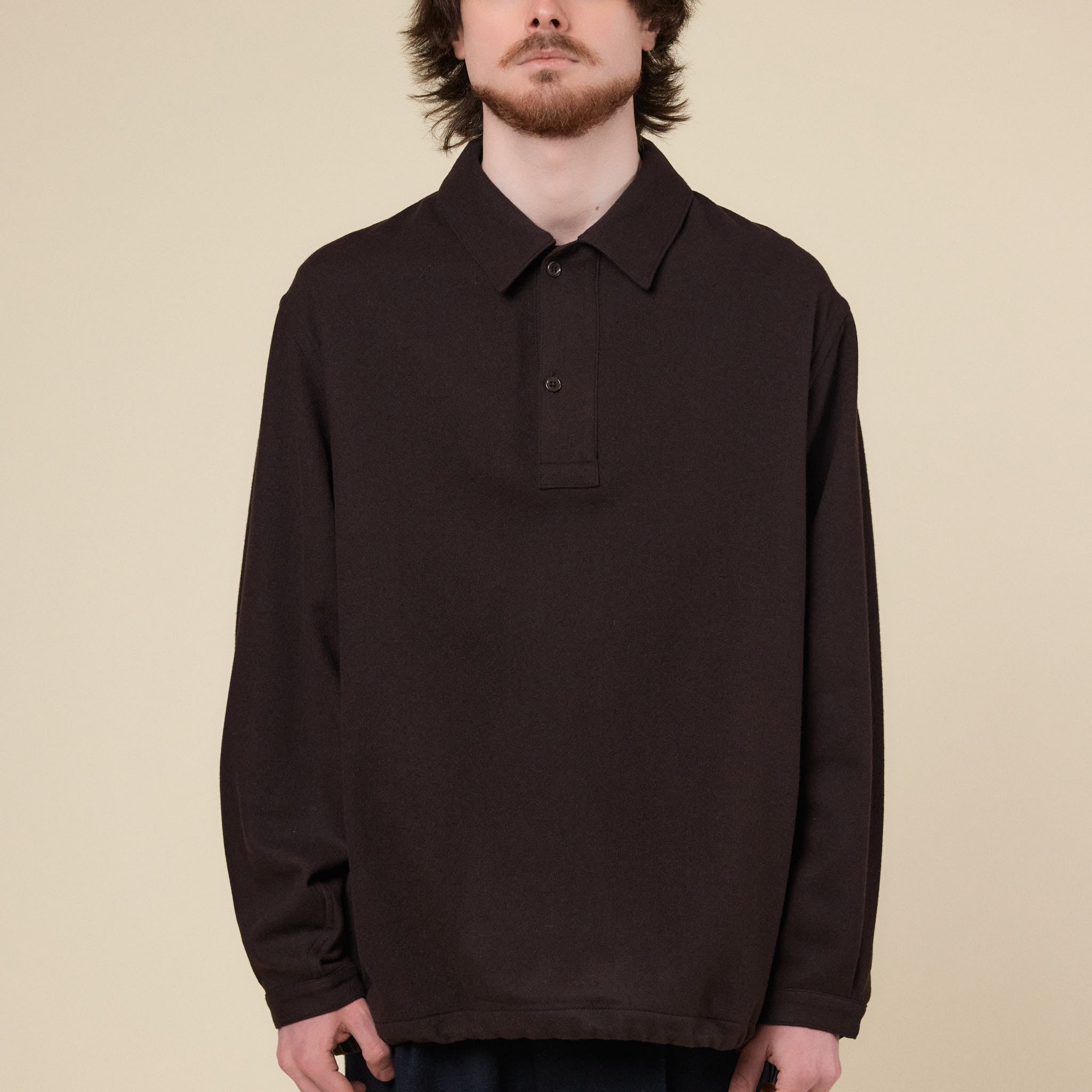 Still by Hand - Wool Pulover Shirt - Brown